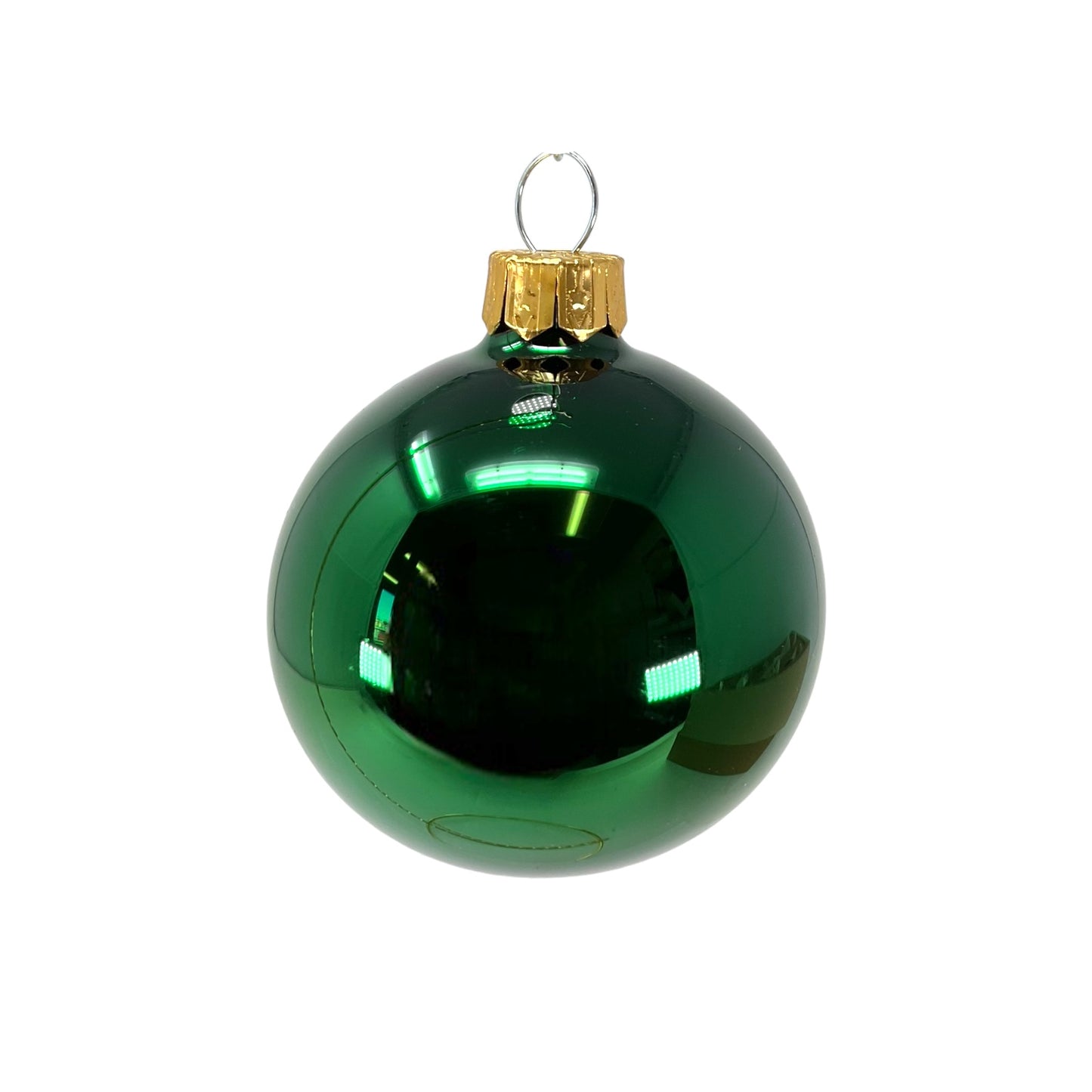 Pinnacle Peak Trading Christmas Green Shiny and Matte Polish Glass 60mm Ball Bauble Ornaments 6 Piece Made in Poland 2.4 Inch