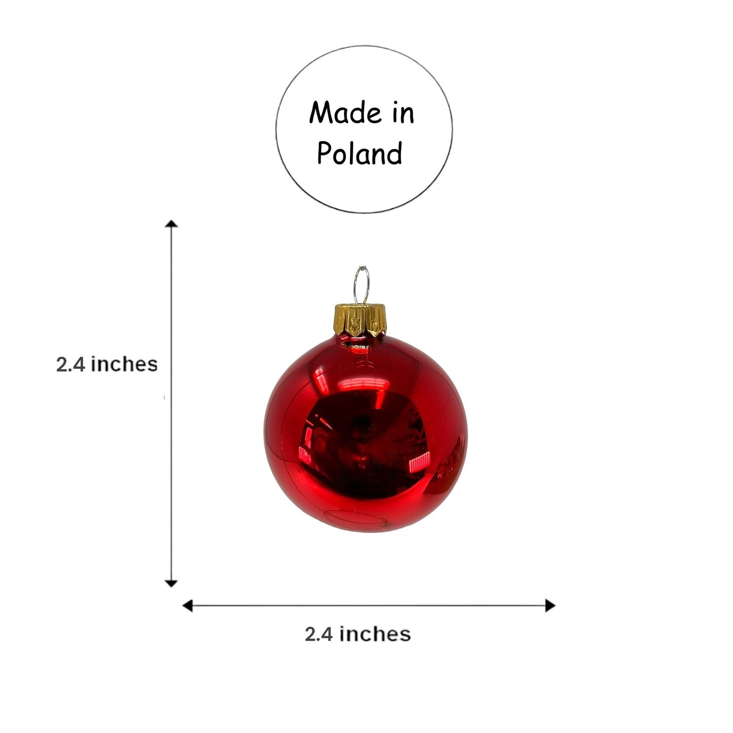 Pinnacle Peak Trading Red Shiny and Matte Polish Glass 60mm Ball Bauble Ornaments 6 Piece Made in Poland 2.4 Inch