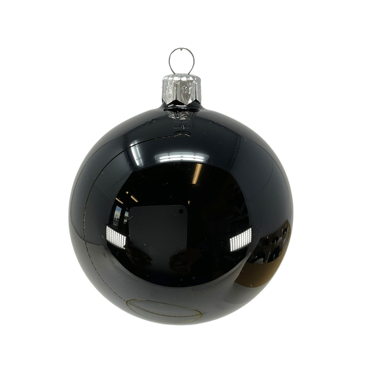 Pinnacle Peak Trading Black Shiny and Matte Polish Glass 80mm Ball Bauble Ornaments 6 Piece Made in Poland 3.1 Inch