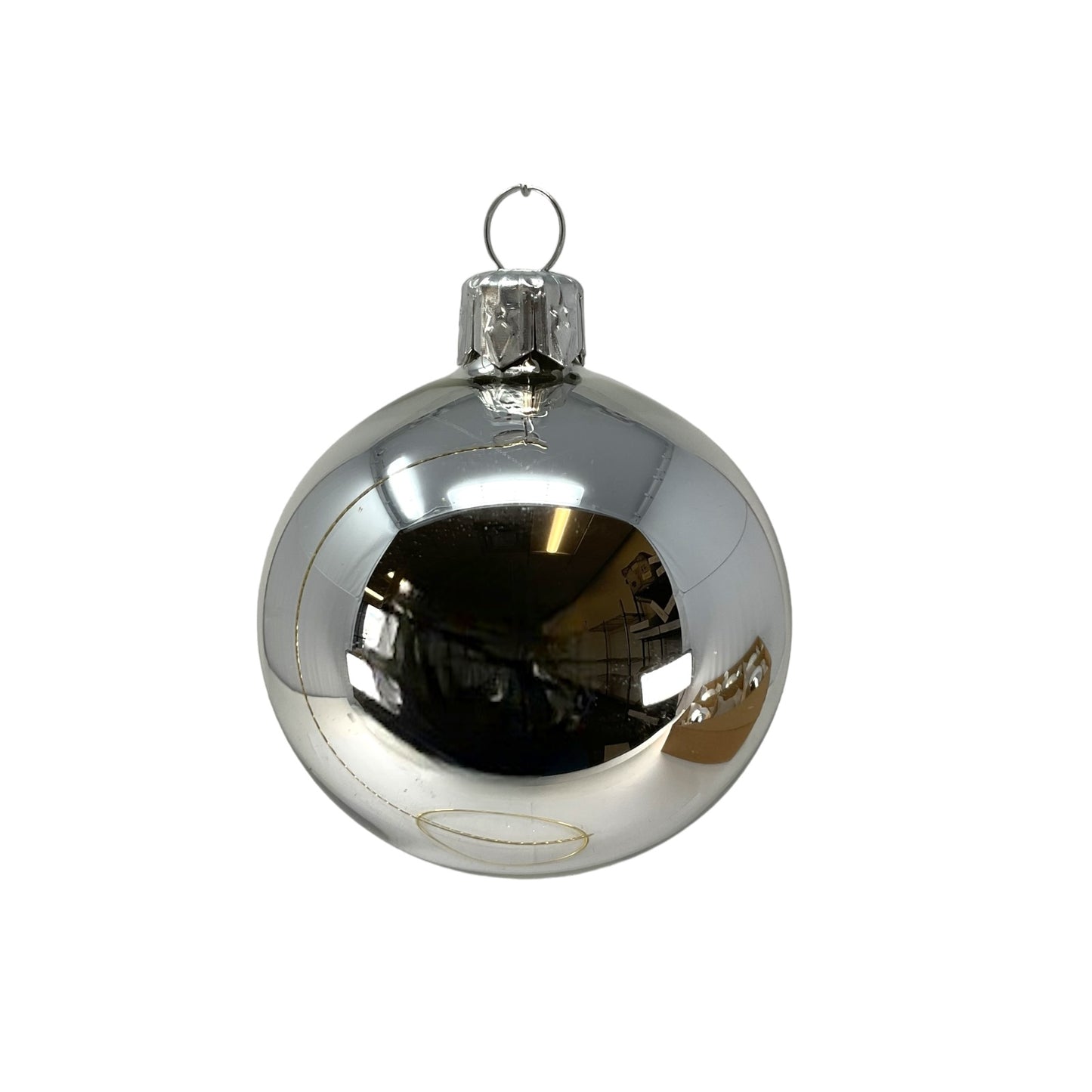 Pinnacle Peak Trading Silver Shiny and Matte Polish Glass 60mm Ball Bauble Ornaments 6 Piece Made in Poland 2.4 Inch