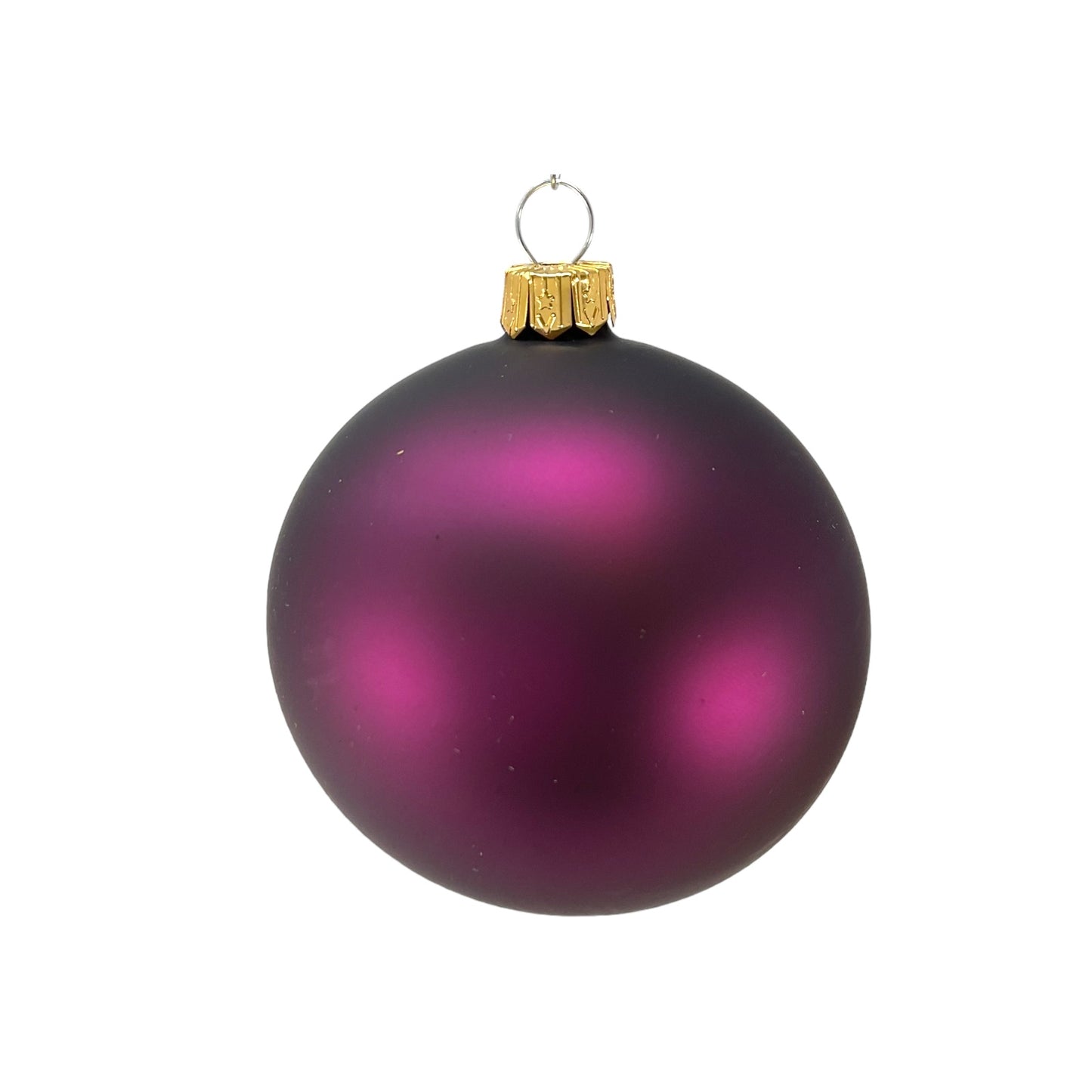 Pinnacle Peak Trading Dark Purple Shiny and Matte Polish Glass 80mm Ball Bauble Ornaments 6 Piece Made in Poland 3.1 Inch