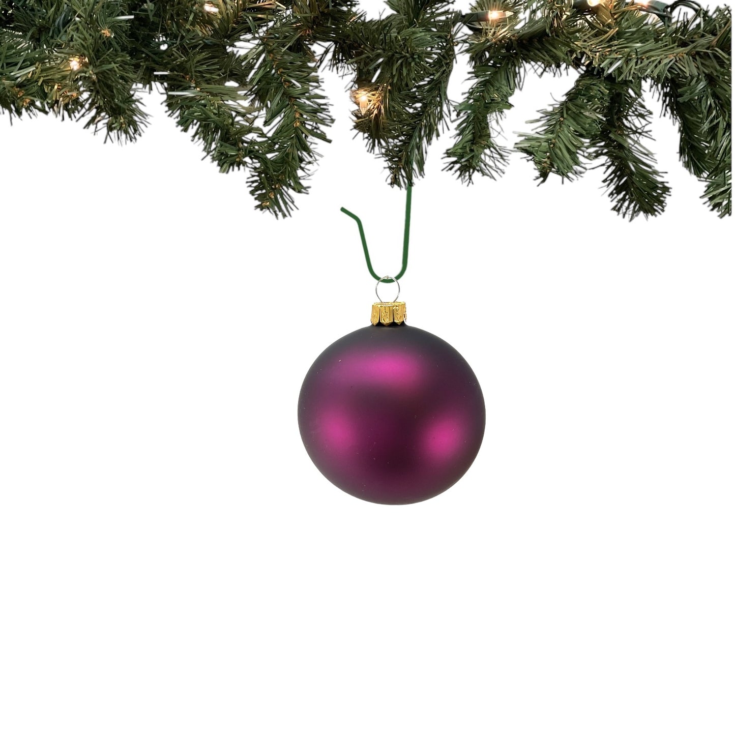 Pinnacle Peak Trading Dark Purple Shiny and Matte Polish Glass 80mm Ball Bauble Ornaments 6 Piece Made in Poland 3.1 Inch