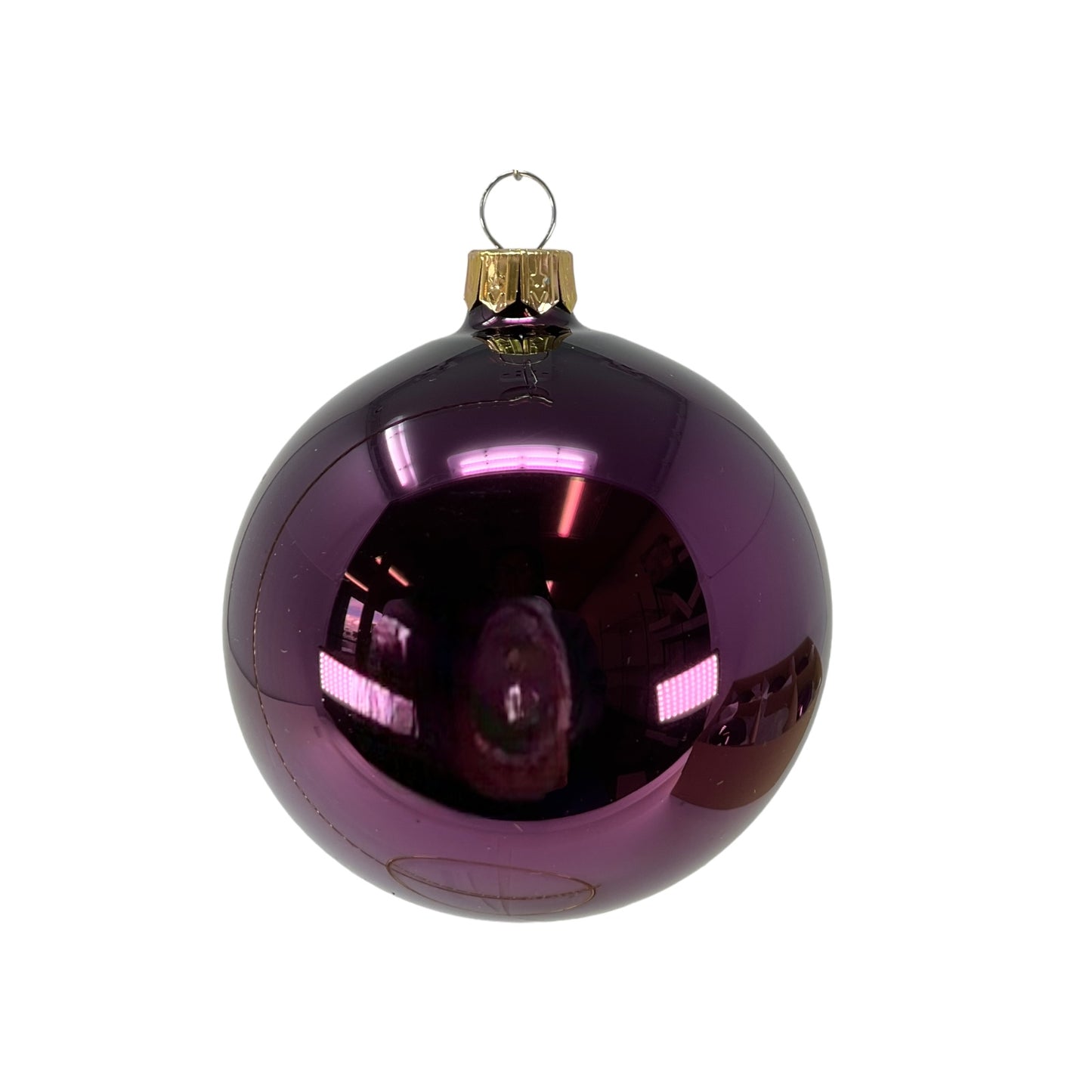 Pinnacle Peak Trading Dark Purple Shiny and Matte Polish Glass 80mm Ball Bauble Ornaments 6 Piece Made in Poland 3.1 Inch