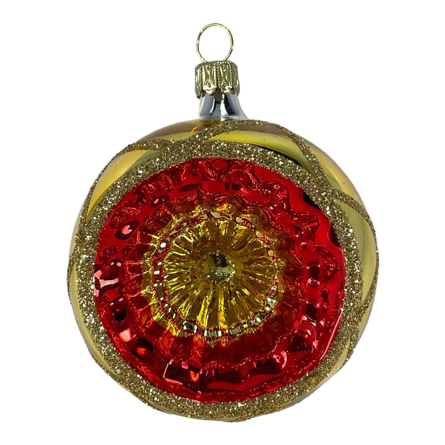Multi Color Round Reflector Bowl Gold Ball German Glass Christmas Ornaments