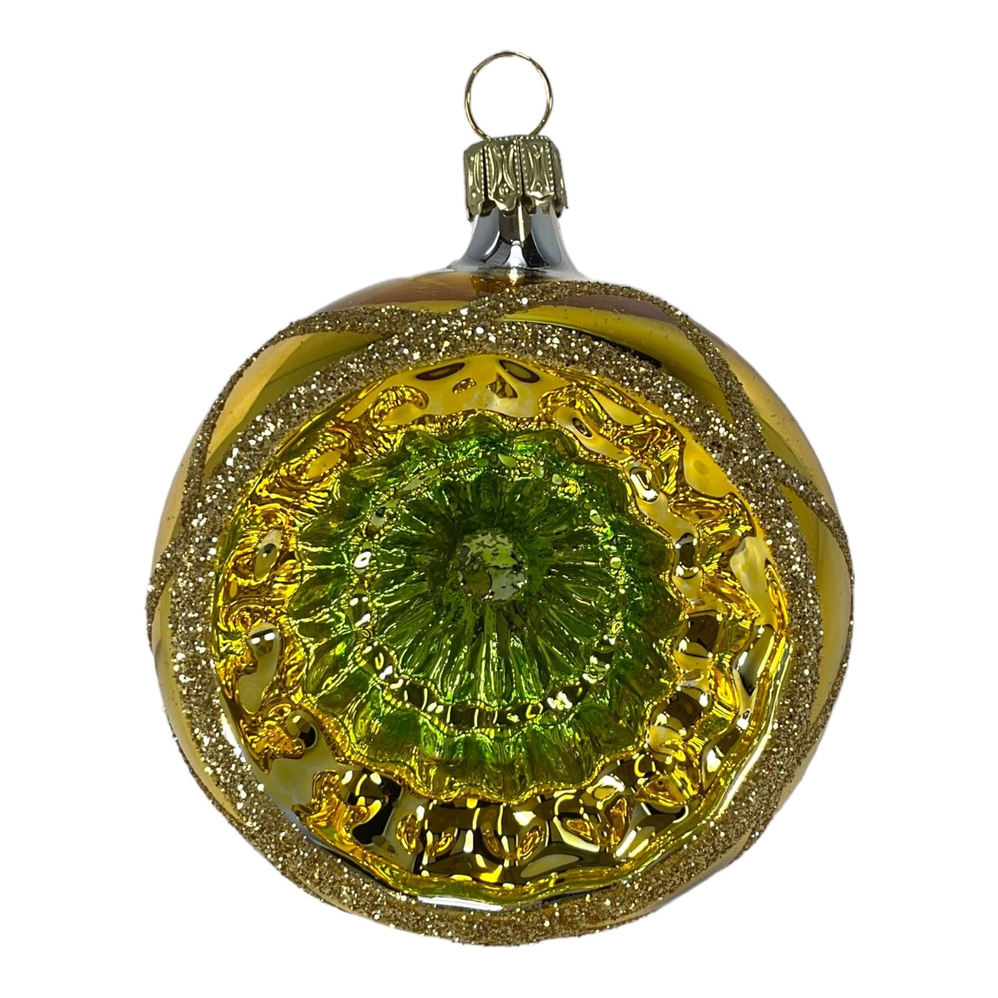 Multi Color Round Reflector Bowl Gold Ball German Glass Christmas Ornaments