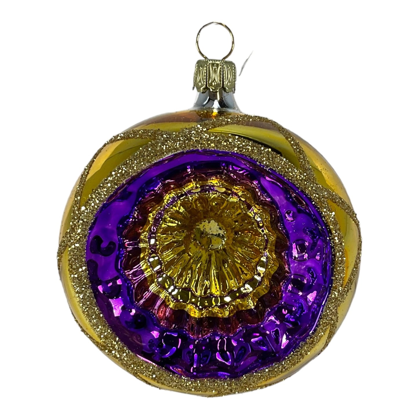 Multi Color Round Reflector Bowl Gold Ball German Glass Christmas Ornaments