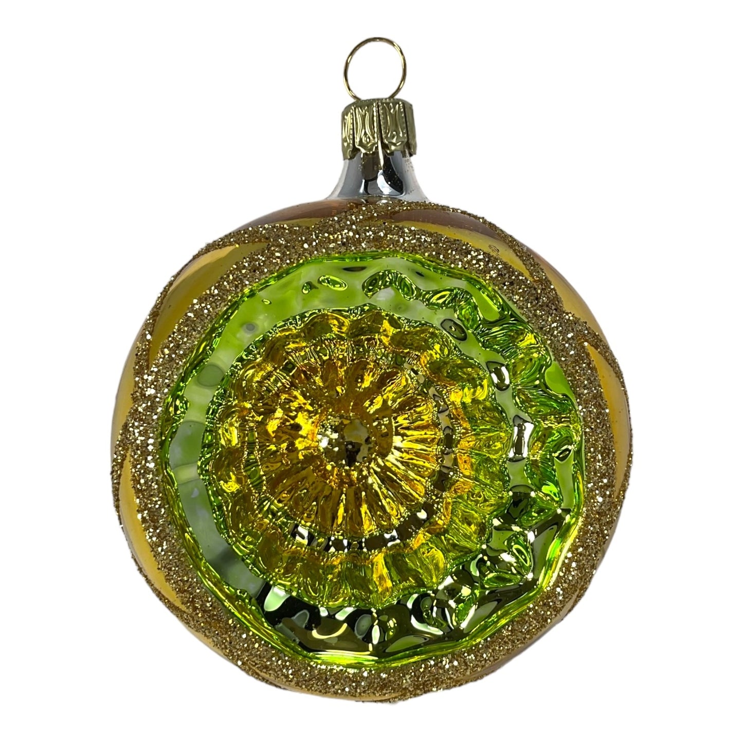 Multi Color Round Reflector Bowl Gold Ball German Glass Christmas Ornaments