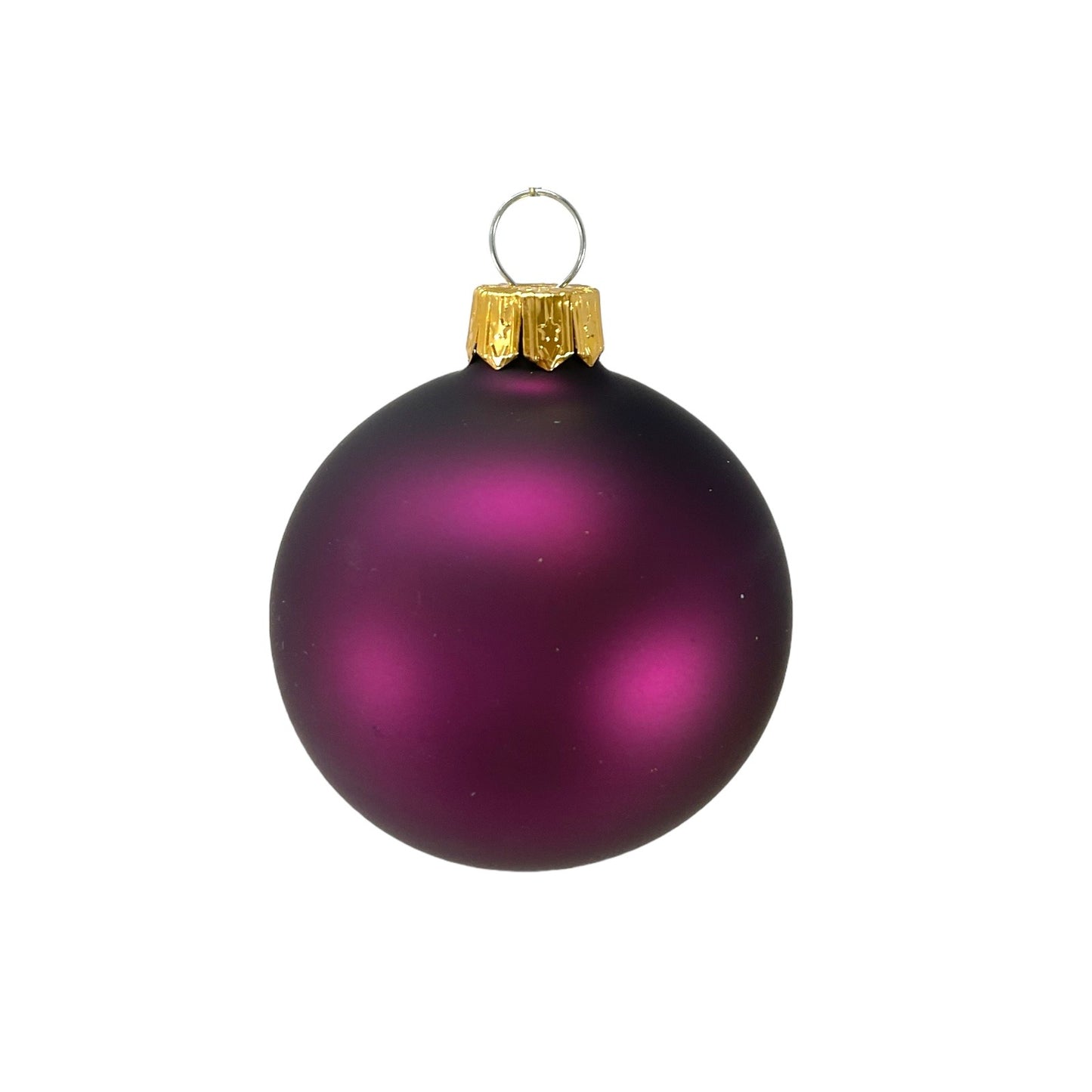 Pinnacle Peak Trading Dark Purple Shiny and Matte Polish Glass 60mm Ball Bauble Ornaments 6 Piece Made in Poland 2.4 Inch