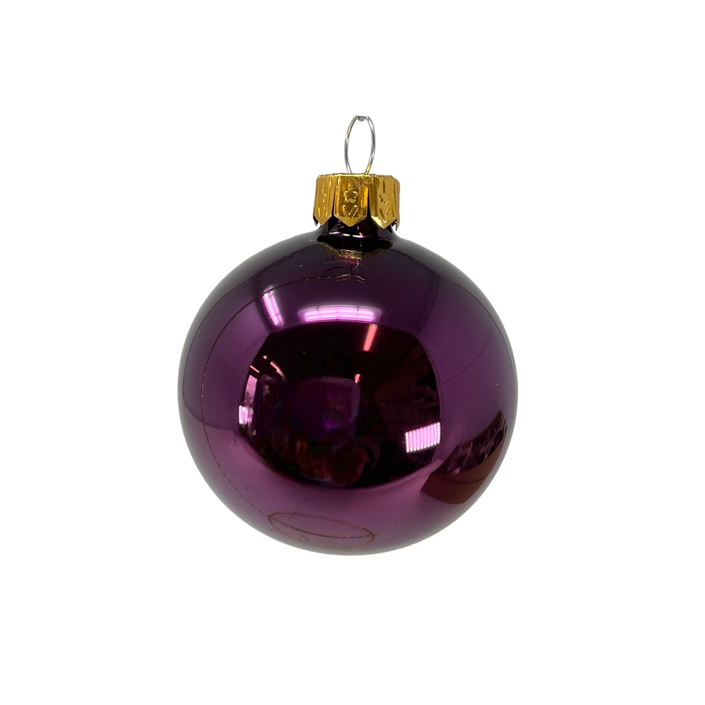 Pinnacle Peak Trading Dark Purple Shiny and Matte Polish Glass 60mm Ball Bauble Ornaments 6 Piece Made in Poland 2.4 Inch