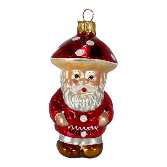 Small Santa Claus with Red Mushroom Top Hanging Ornament