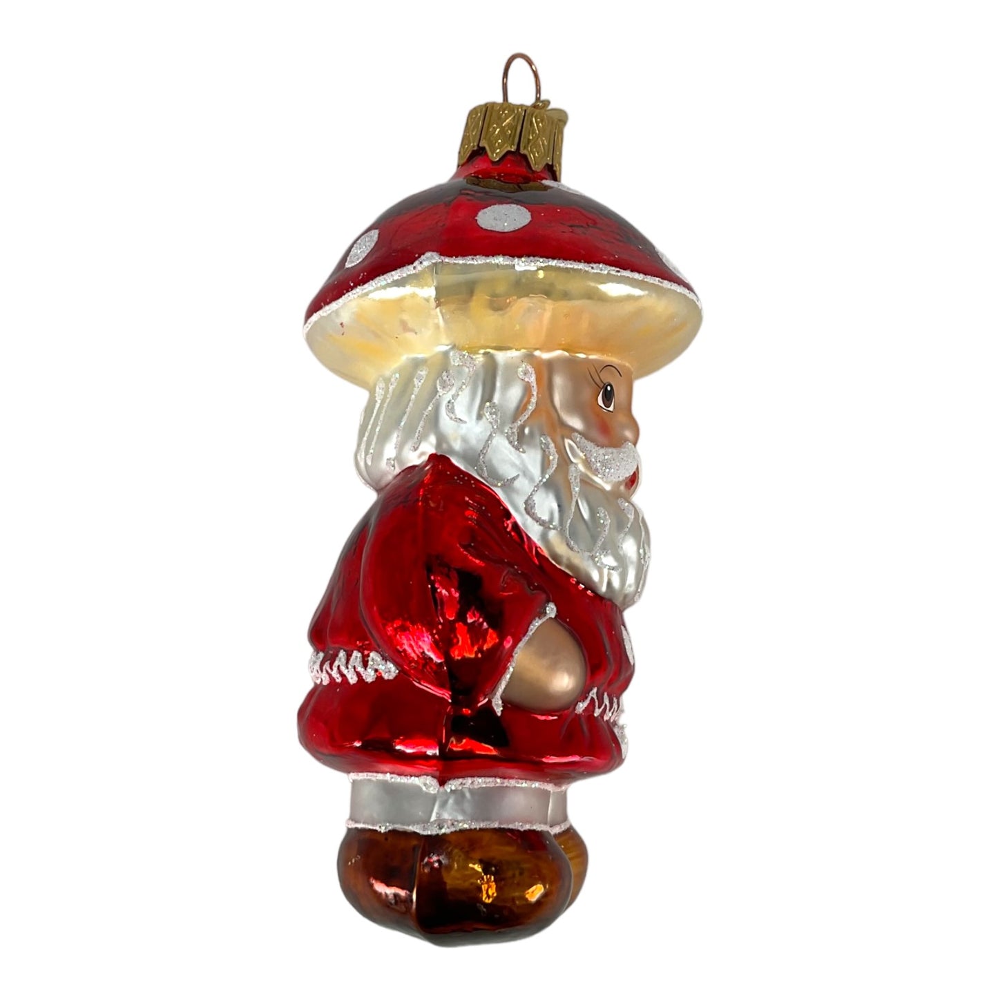 Small Santa Claus with Red Mushroom Top Hanging Ornament