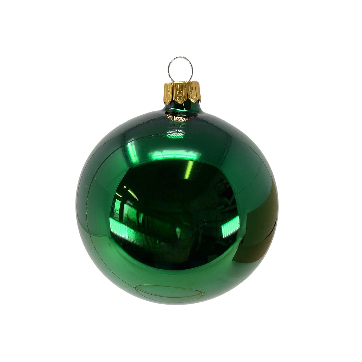 Pinnacle Peak Trading Christmas Green Shiny and Matte Polish Glass 80mm Ball Bauble Ornaments 6 Piece Made in Poland 3.1 Inch