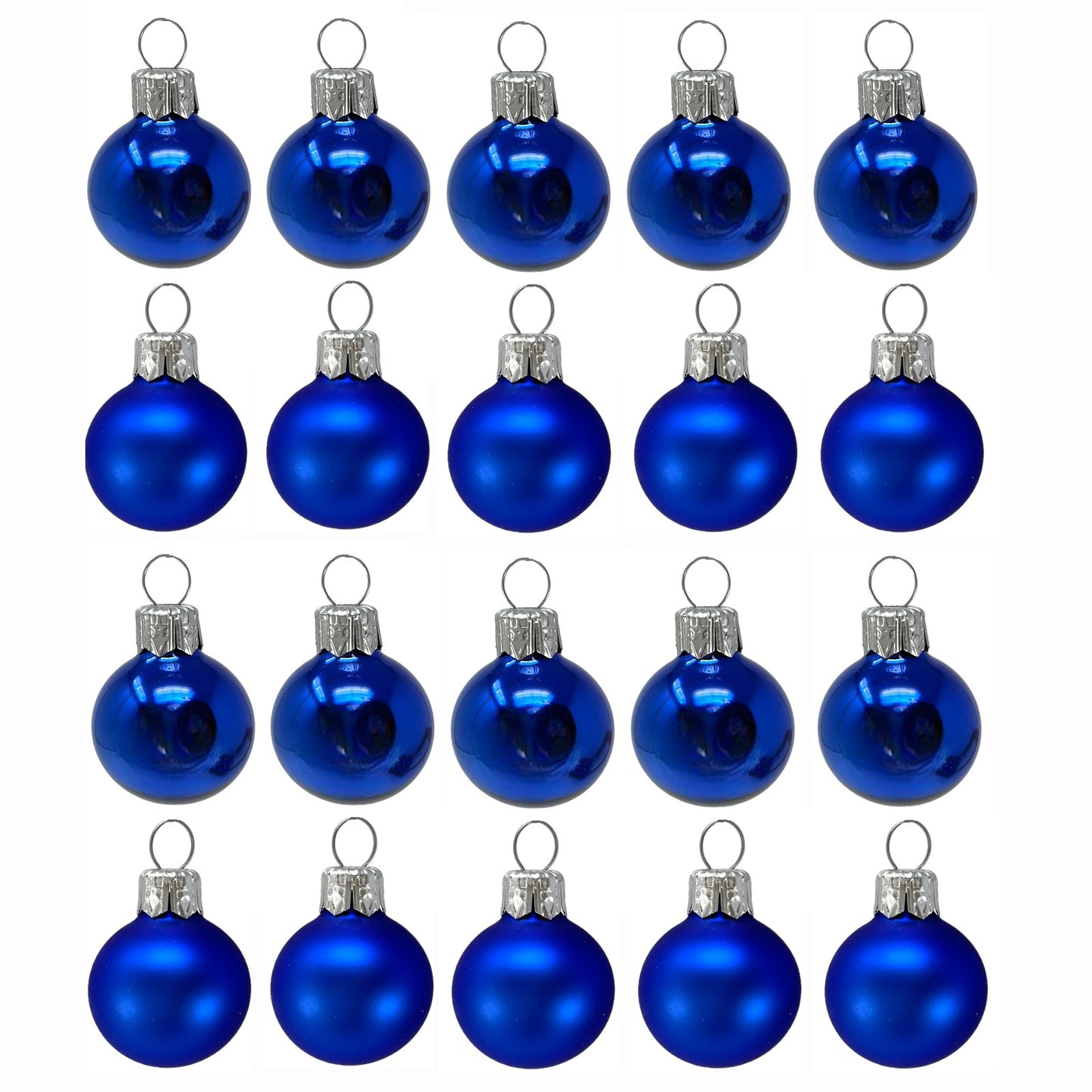 Pinnacle Peak Trading Blue Shiny and Matte Polish Glass 30mm Ball Bauble Ornaments 20 Piece Made in Poland 1.2 Inch