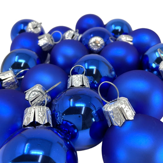 Pinnacle Peak Trading Blue Shiny and Matte Polish Glass 30mm Ball Bauble Ornaments 20 Piece Made in Poland 1.2 Inch