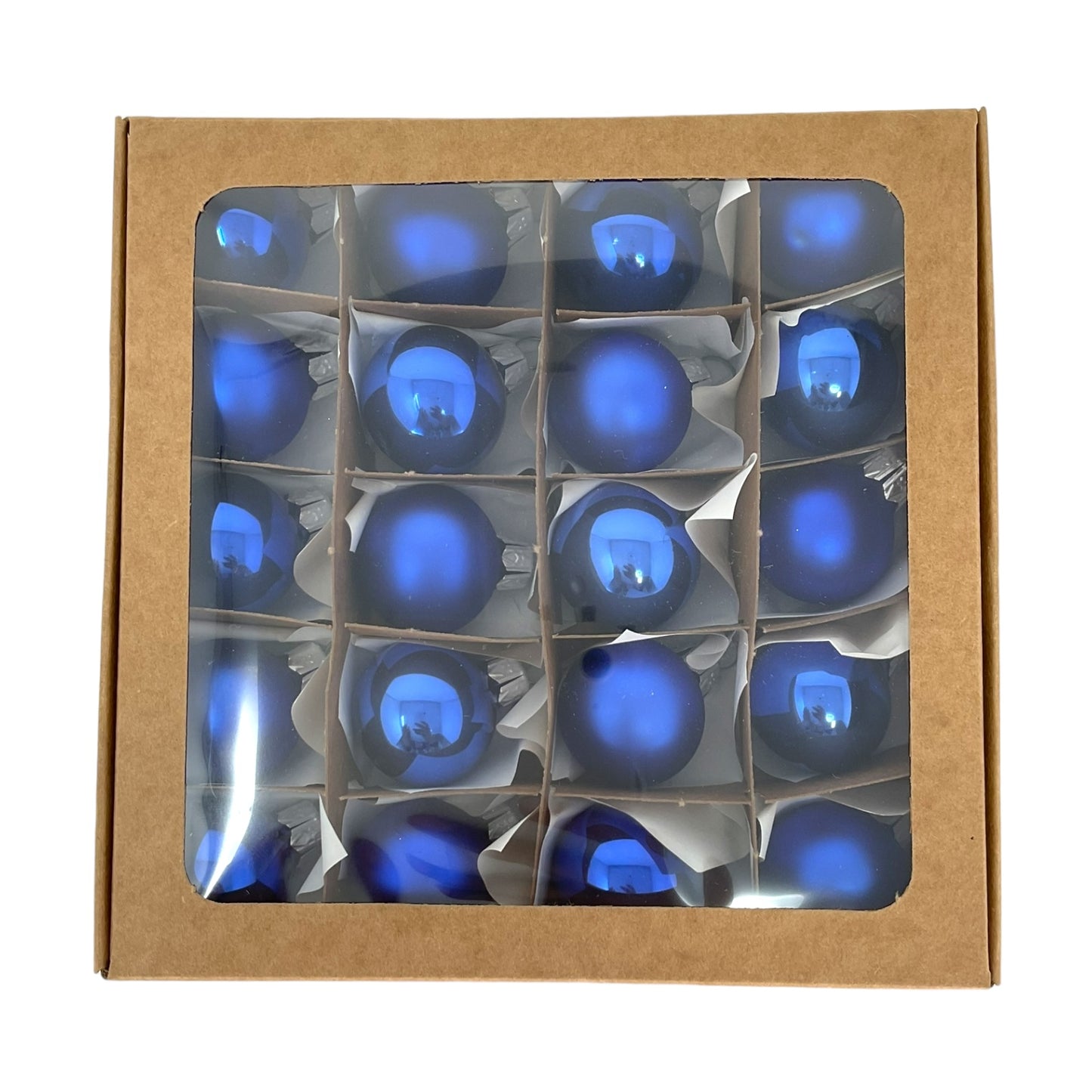 Pinnacle Peak Trading Blue Shiny and Matte Polish Glass 30mm Ball Bauble Ornaments 20 Piece Made in Poland 1.2 Inch