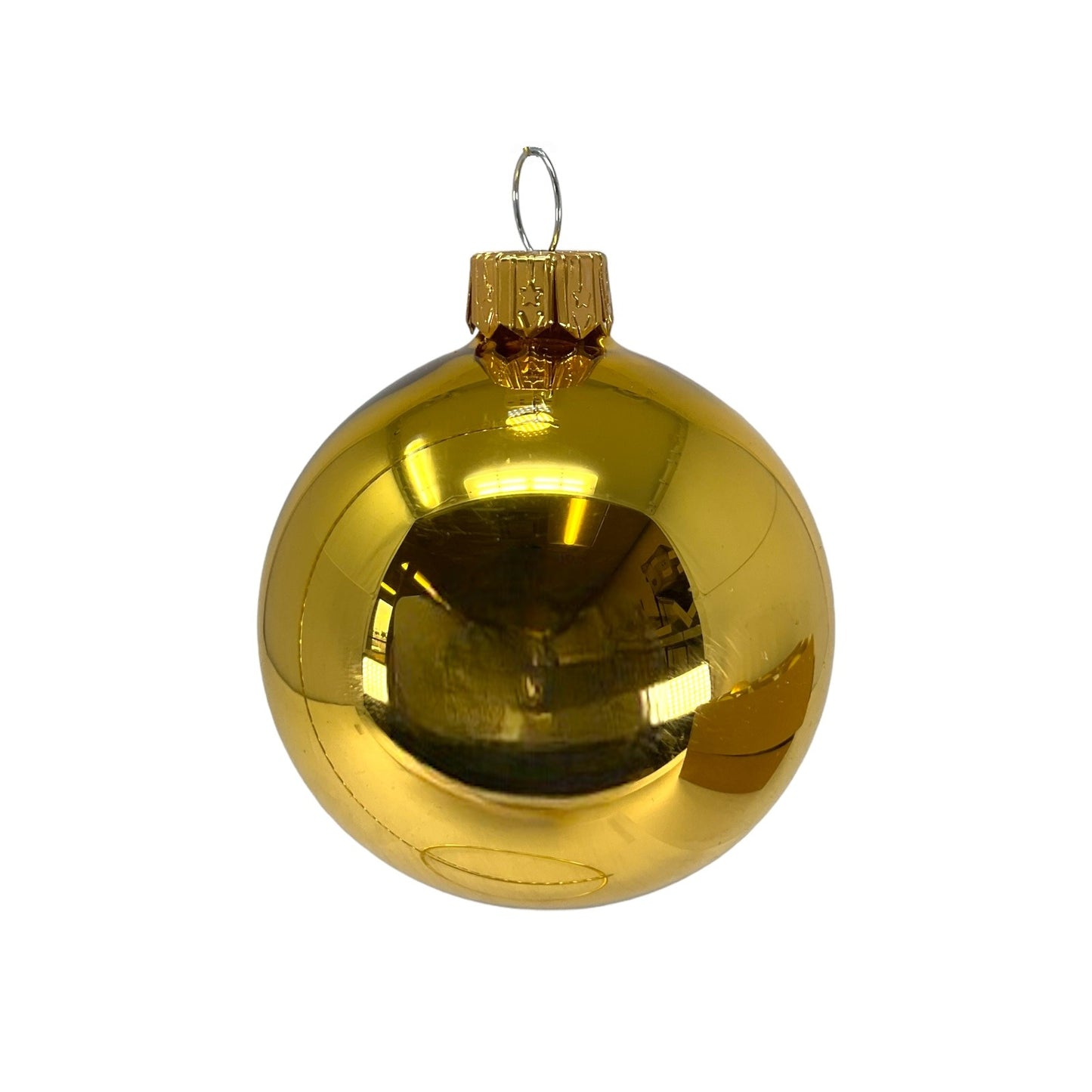 Pinnacle Peak Trading Gold Shiny and Matte Polish Glass 60mm Ball Bauble Ornaments 6 Piece Made in Poland 2.4 Inch