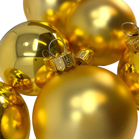 Pinnacle Peak Trading Gold Shiny and Matte Polish Glass 60mm Ball Bauble Ornaments 6 Piece Made in Poland 2.4 Inch