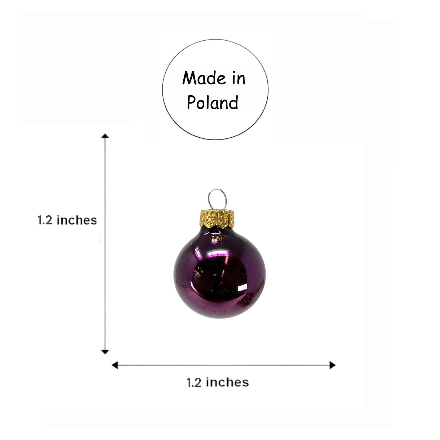 Pinnacle Peak Trading Dark Purple Shiny and Matte Polish Glass 30mm Ball Bauble Ornaments 20 Piece Made in Poland 1.2 Inch