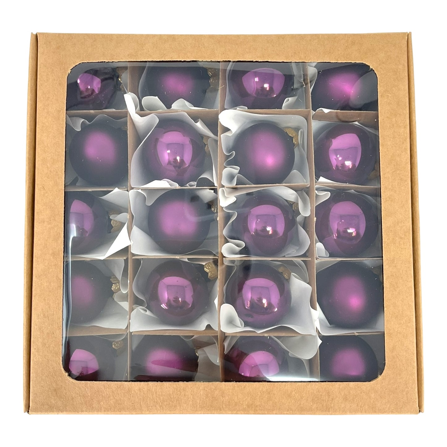 Pinnacle Peak Trading Dark Purple Shiny and Matte Polish Glass 30mm Ball Bauble Ornaments 20 Piece Made in Poland 1.2 Inch