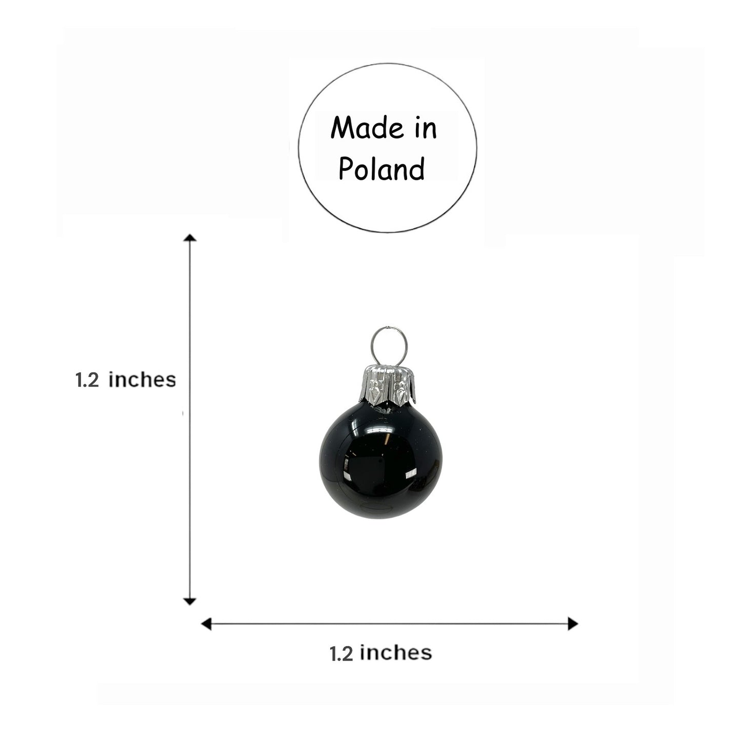 Pinnacle Peak Trading Black Shiny and Matte Polish Glass 30mm Ball Bauble Ornaments 20 Piece Made in Poland 1.2 Inch