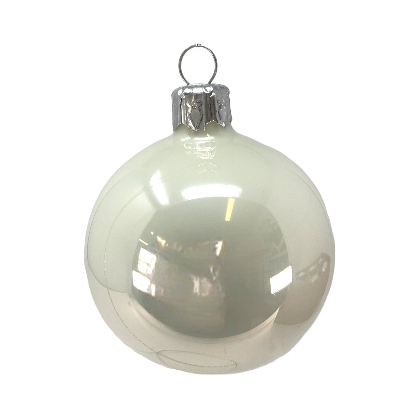 Pinnacle Peak Trading White Shiny and Matte Polish Glass 60mm Ball Bauble Ornaments 6 Piece Made in Poland 2.4 Inch