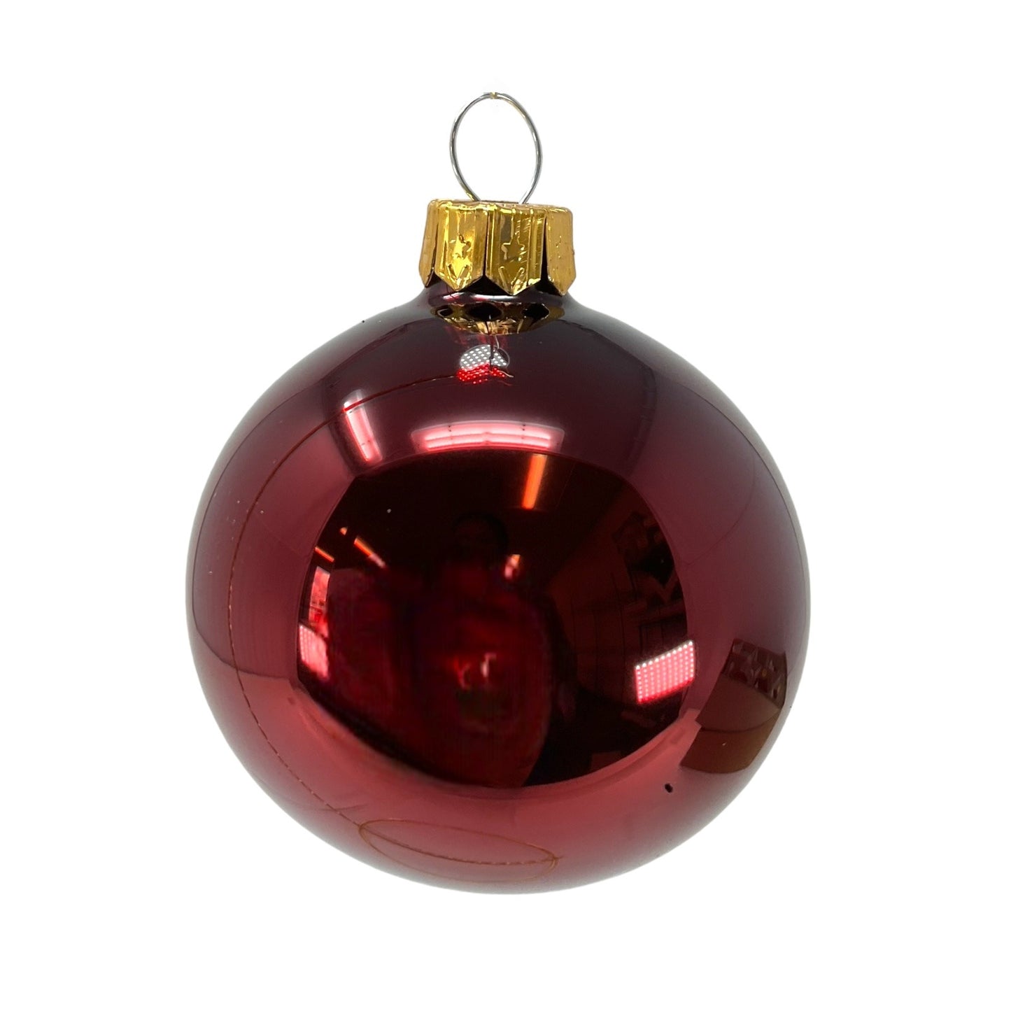 Pinnacle Peak Trading Burgundy Shiny and Matte Polish Glass 60mm Ball Bauble Ornaments 6 Piece Made in Poland 2.4 Inch