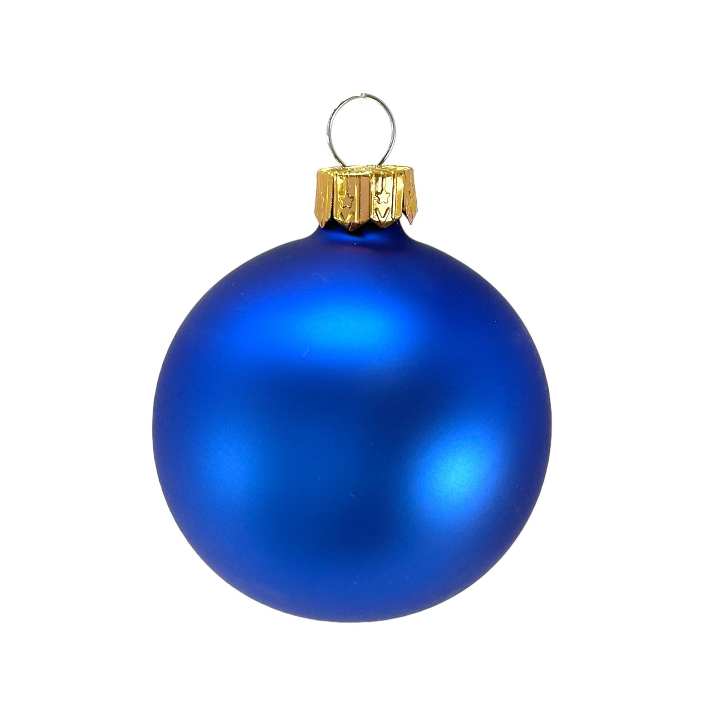 Pinnacle Peak Trading Blue Shiny and Matte Polish Glass 60mm Ball Bauble Ornaments 6 Piece Made in Poland 2.4 Inch