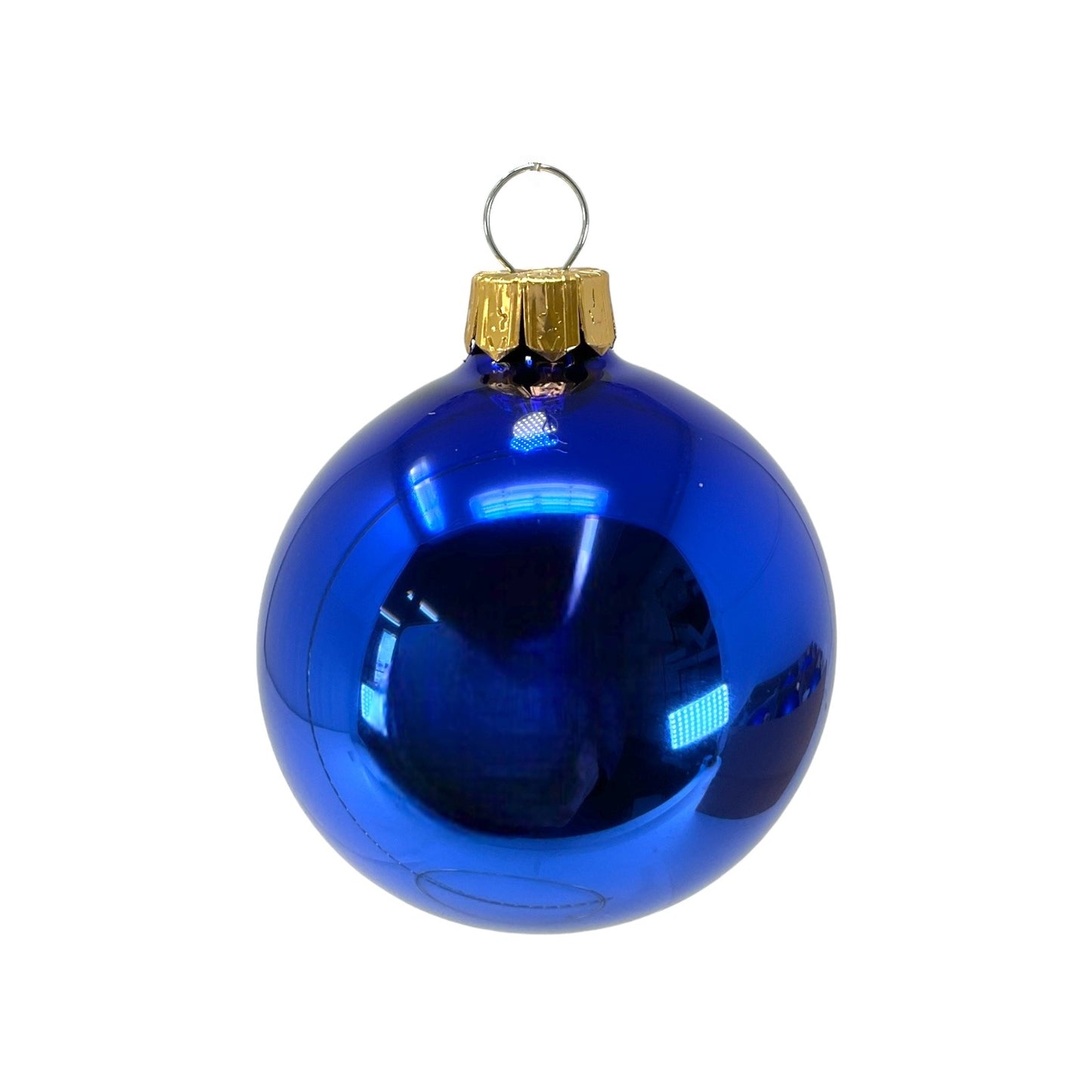 Pinnacle Peak Trading Blue Shiny and Matte Polish Glass 60mm Ball Bauble Ornaments 6 Piece Made in Poland 2.4 Inch