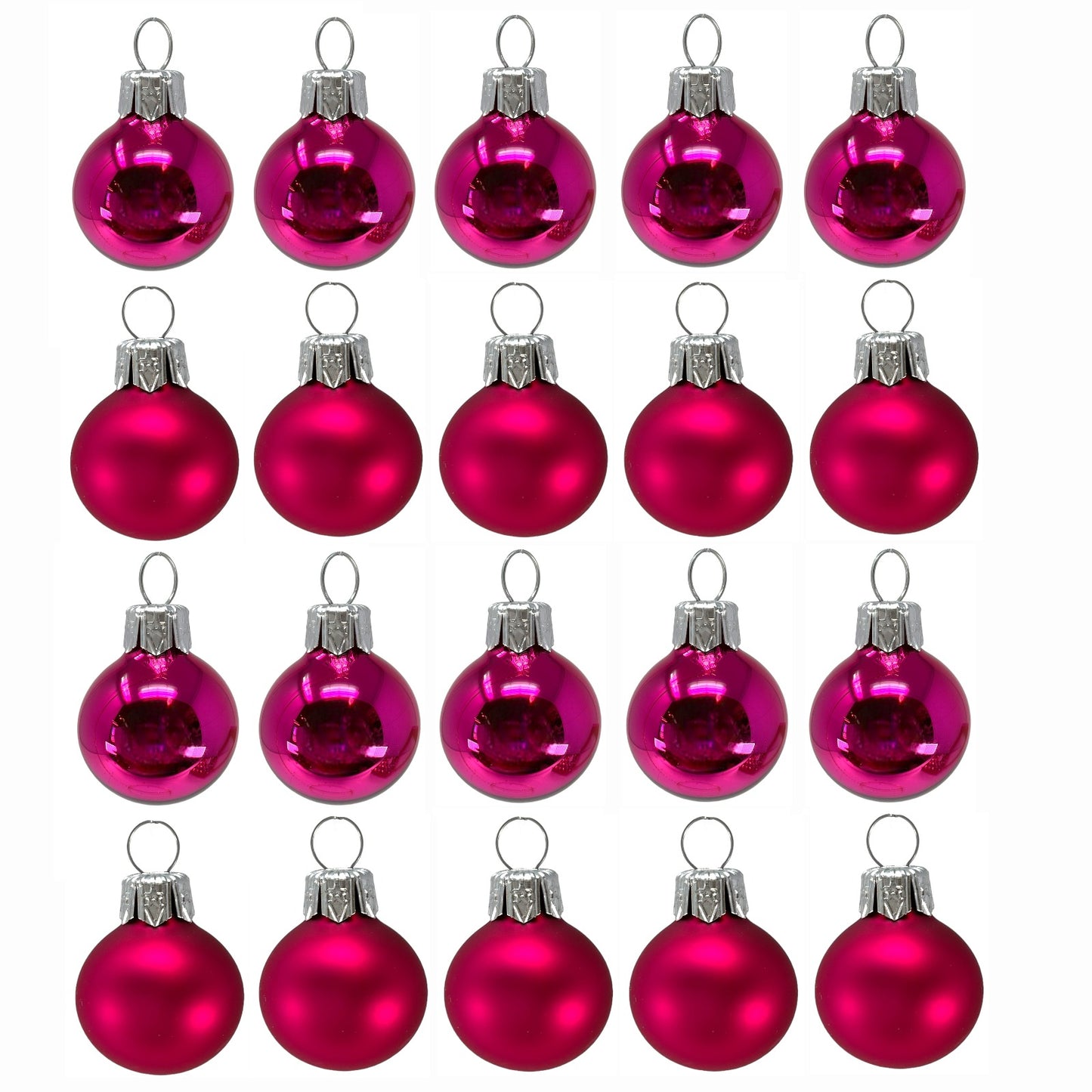 Pinnacle Peak Trading Pink Shiny and Matte Polish Glass 30mm Ball Bauble Ornaments 20 Piece Made in Poland 1.2 Inch