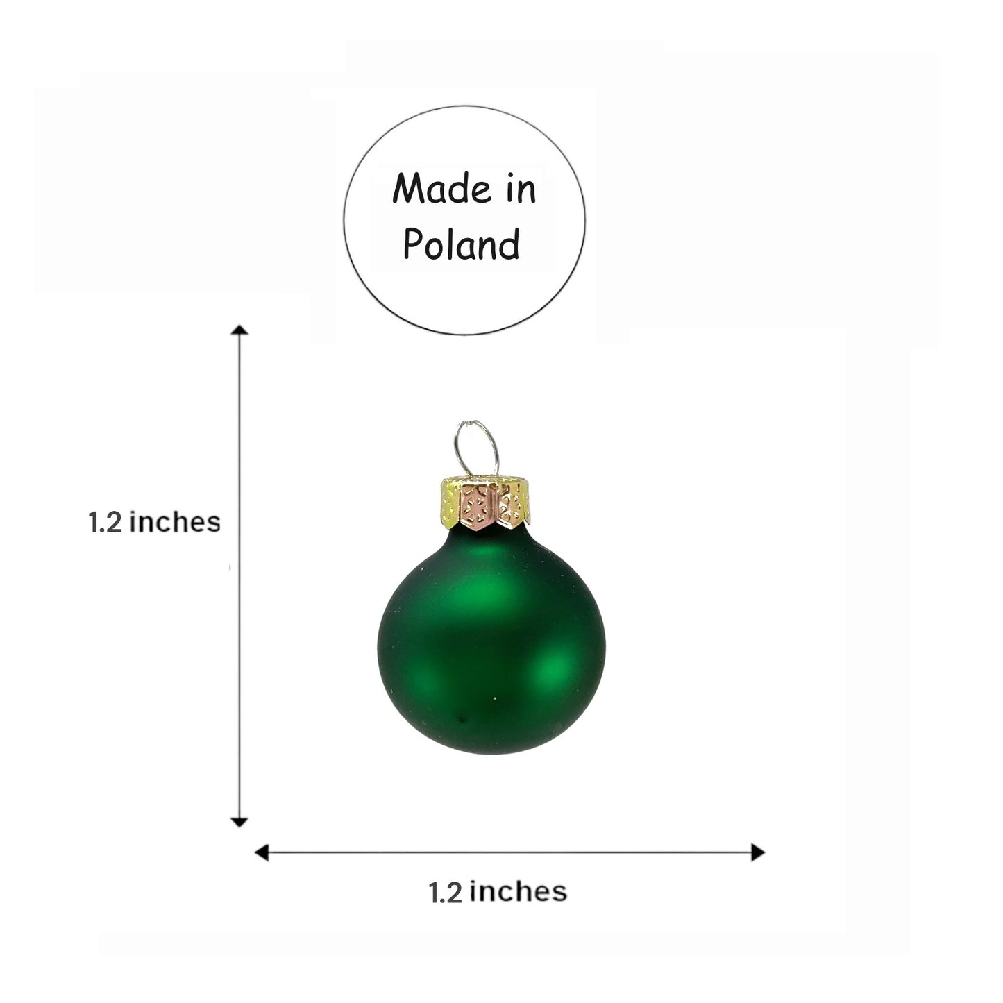 Pinnacle Peak Trading Christmas Green Shiny and Matte Polish Glass 30mm Ball Bauble Ornaments 20 Piece Made in Poland 1.2 Inch
