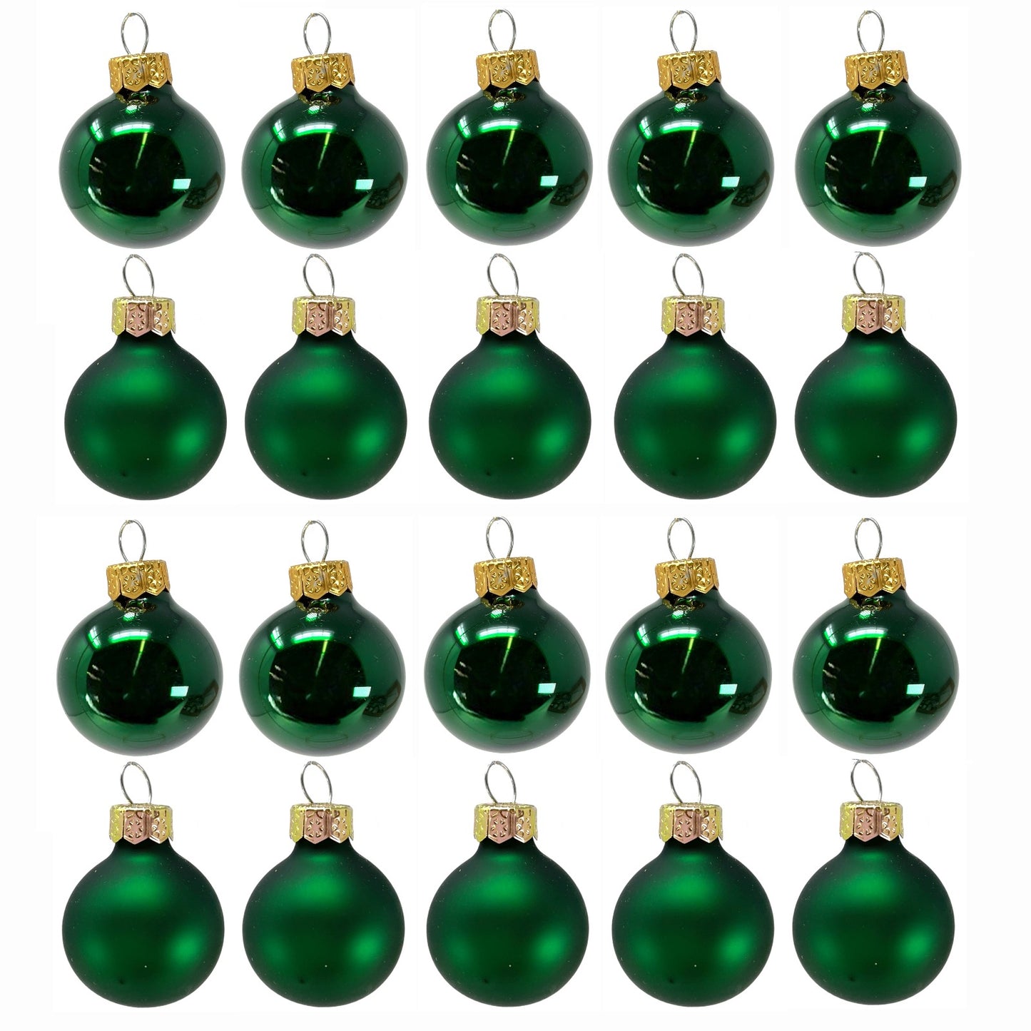 Pinnacle Peak Trading Christmas Green Shiny and Matte Polish Glass 30mm Ball Bauble Ornaments 20 Piece Made in Poland 1.2 Inch