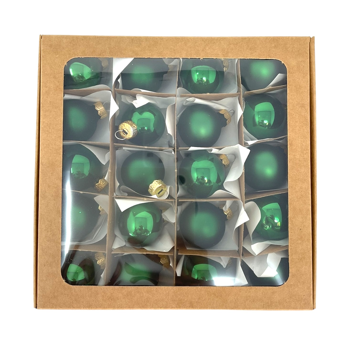 Pinnacle Peak Trading Christmas Green Shiny and Matte Polish Glass 30mm Ball Bauble Ornaments 20 Piece Made in Poland 1.2 Inch
