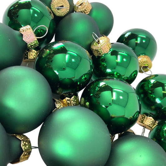 Pinnacle Peak Trading Christmas Green Shiny and Matte Polish Glass 30mm Ball Bauble Ornaments 20 Piece Made in Poland 1.2 Inch