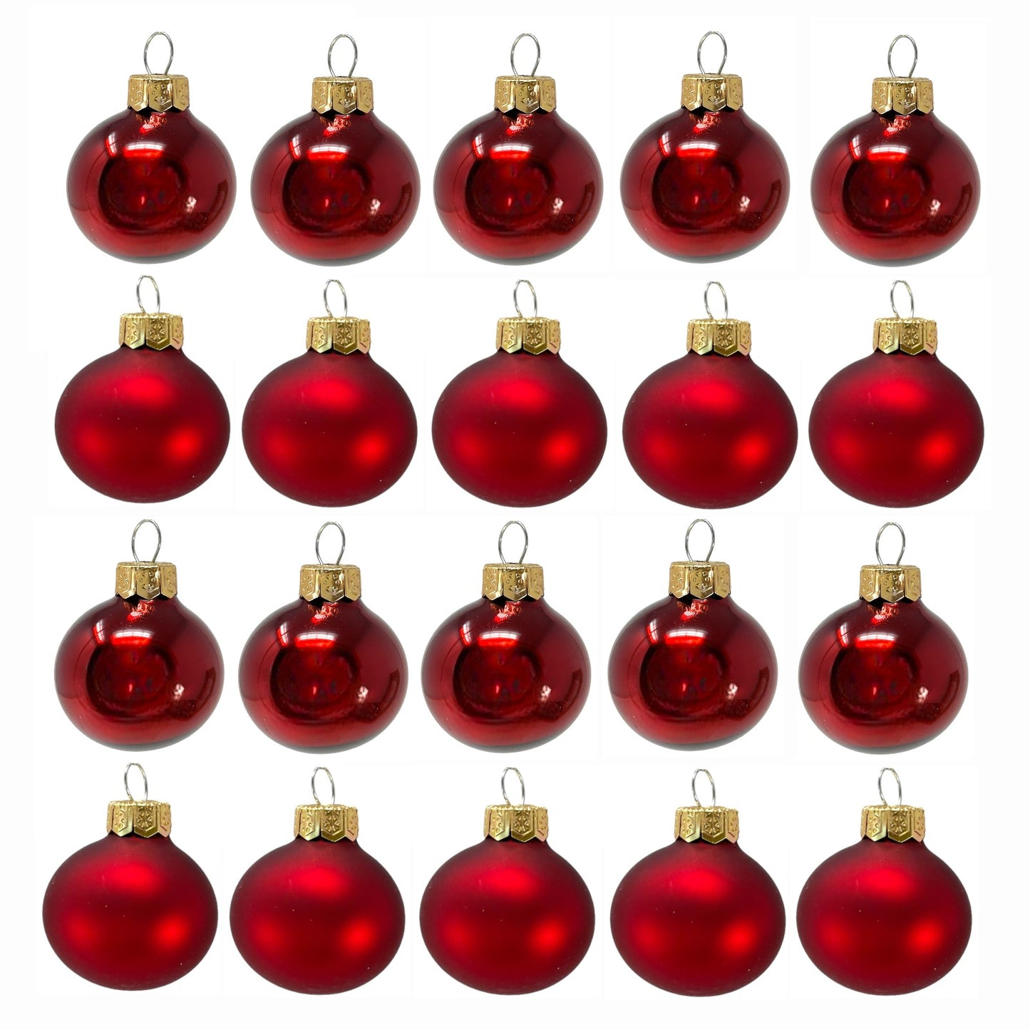 Pinnacle Peak Trading Burgundy Shiny and Matte Polish Glass 30mm Ball Bauble Ornaments 20 Piece Made in Poland 1.2 Inch