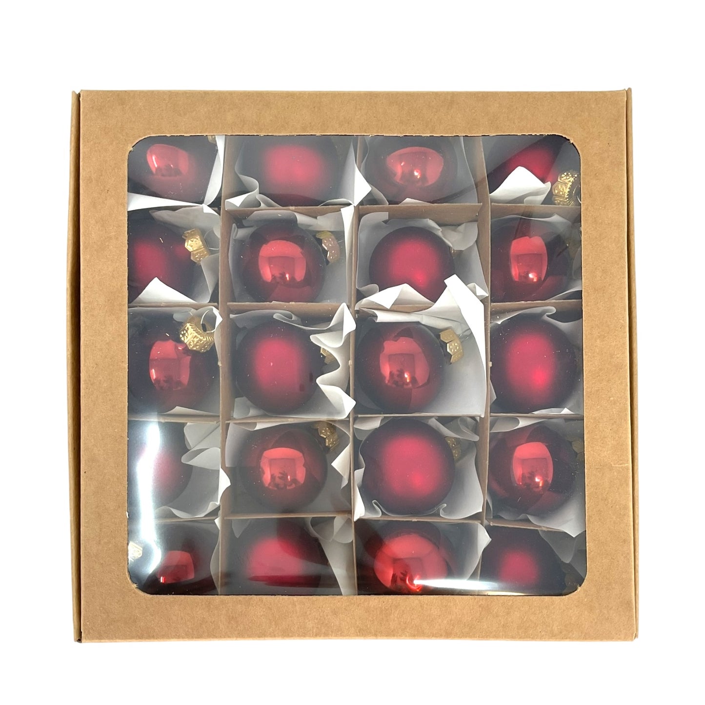Pinnacle Peak Trading Burgundy Shiny and Matte Polish Glass 30mm Ball Bauble Ornaments 20 Piece Made in Poland 1.2 Inch