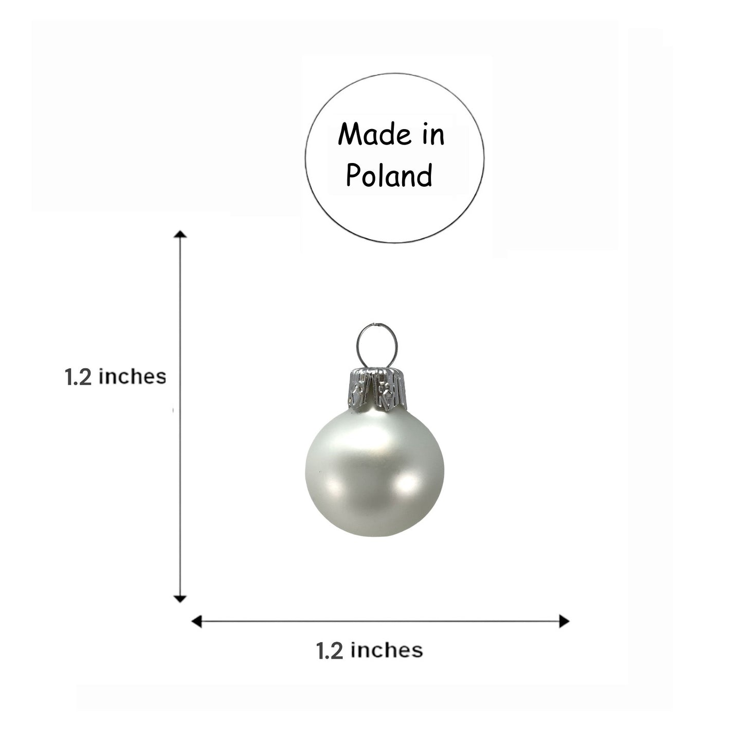 Pinnacle Peak Trading White Shiny and Matte Polish Glass 30mm Ball Bauble Ornaments 20 Piece Made in Poland 1.2 Inch