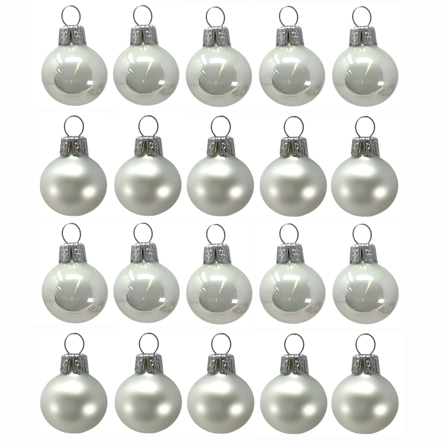Pinnacle Peak Trading White Shiny and Matte Polish Glass 30mm Ball Bauble Ornaments 20 Piece Made in Poland 1.2 Inch