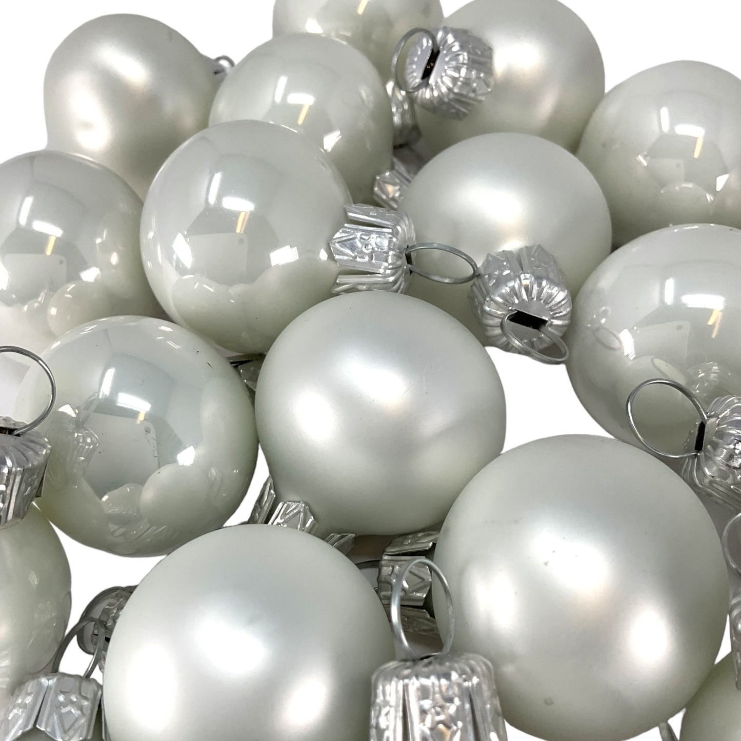 Pinnacle Peak Trading White Shiny and Matte Polish Glass 30mm Ball Bauble Ornaments 20 Piece Made in Poland 1.2 Inch