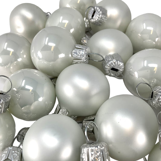 Pinnacle Peak Trading White Shiny and Matte Polish Glass 30mm Ball Bauble Ornaments 20 Piece Made in Poland 1.2 Inch