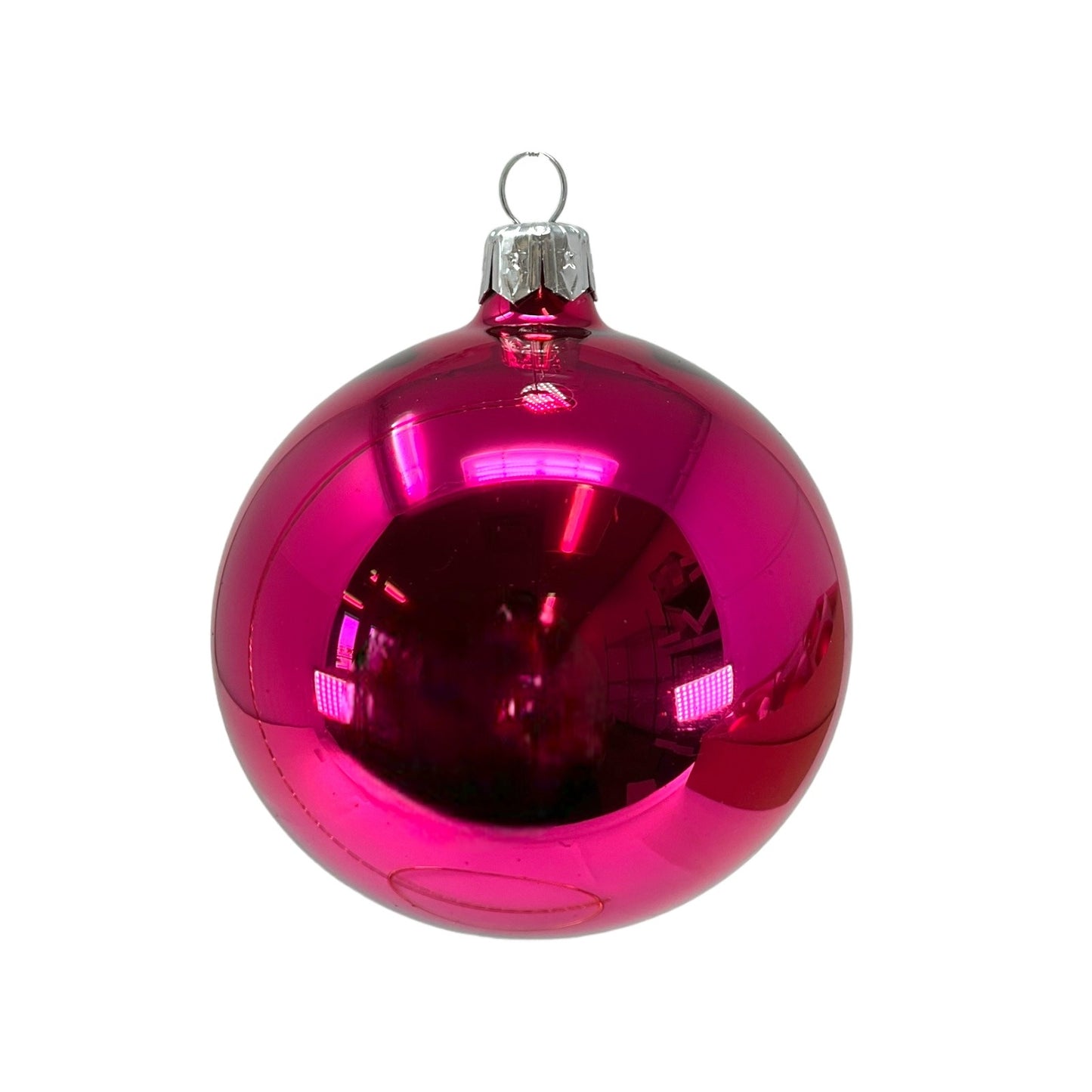 Pinnacle Peak Trading Pink Shiny and Matte Polish Glass 80mm Ball Bauble Ornaments 6 Piece Made in Poland 3.1 Inch