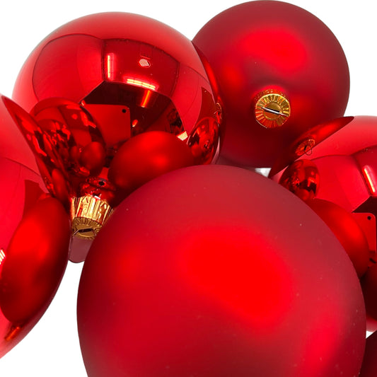 Pinnacle Peak Trading Red Shiny and Matte Polish Glass 80mm Ball Bauble Ornaments 6 Piece Made in Poland 3.1 Inch