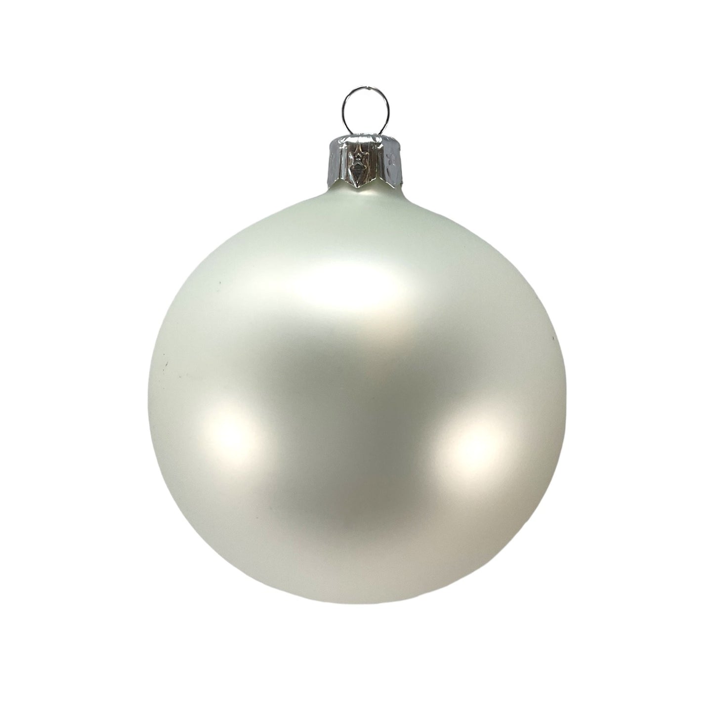 Pinnacle Peak Trading White Shiny and Matte Polish Glass 80mm Ball Bauble Ornaments 6 Piece Made in Poland 3.1 Inch