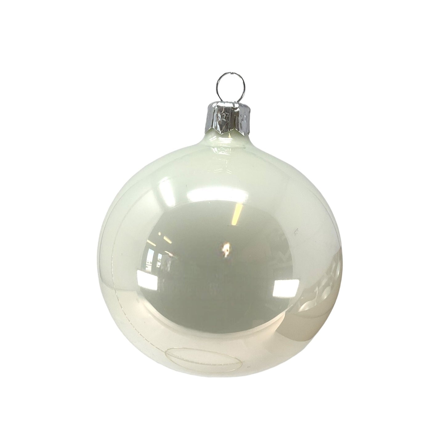 Pinnacle Peak Trading White Shiny and Matte Polish Glass 80mm Ball Bauble Ornaments 6 Piece Made in Poland 3.1 Inch