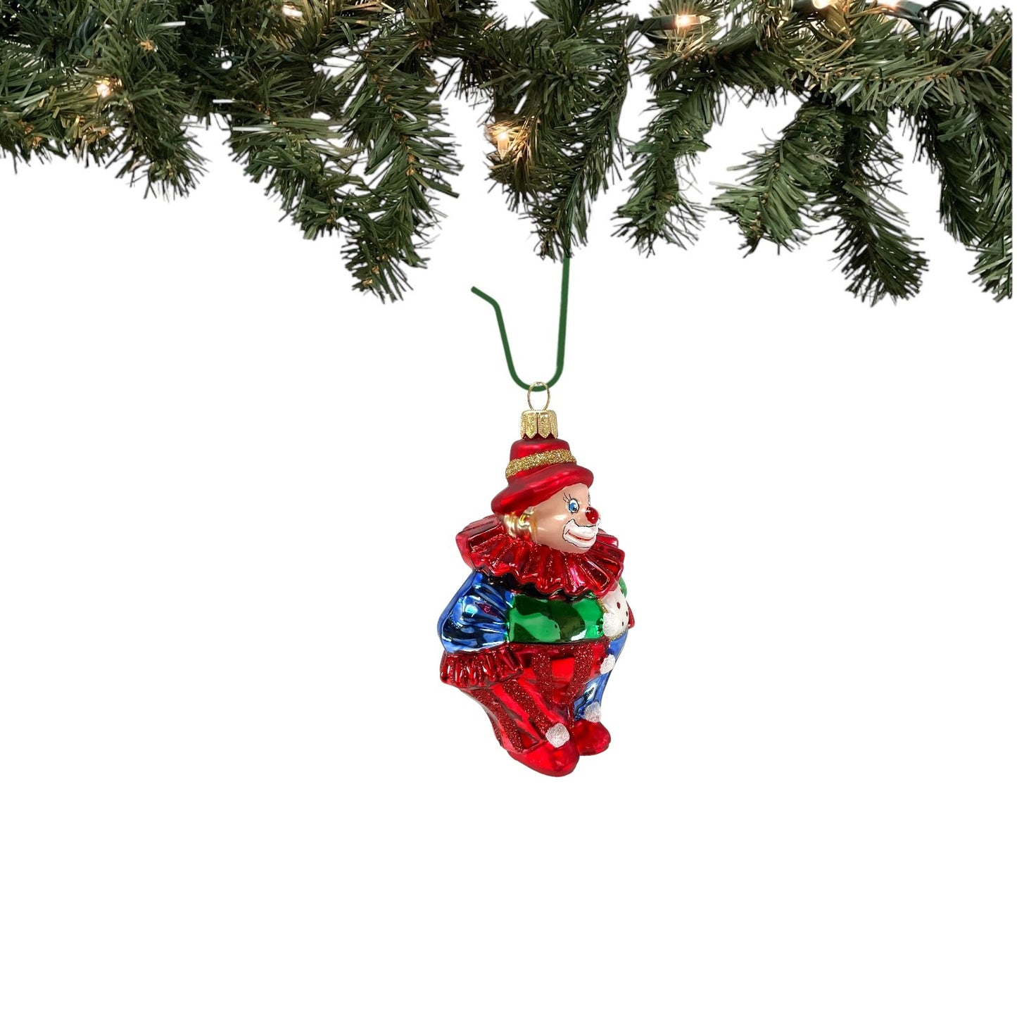 Pinnacle Peak Trading Colorful Happy Smiling Clown Polish Mouth Blown Glass Christmas Tree Ornament 4.75 inch