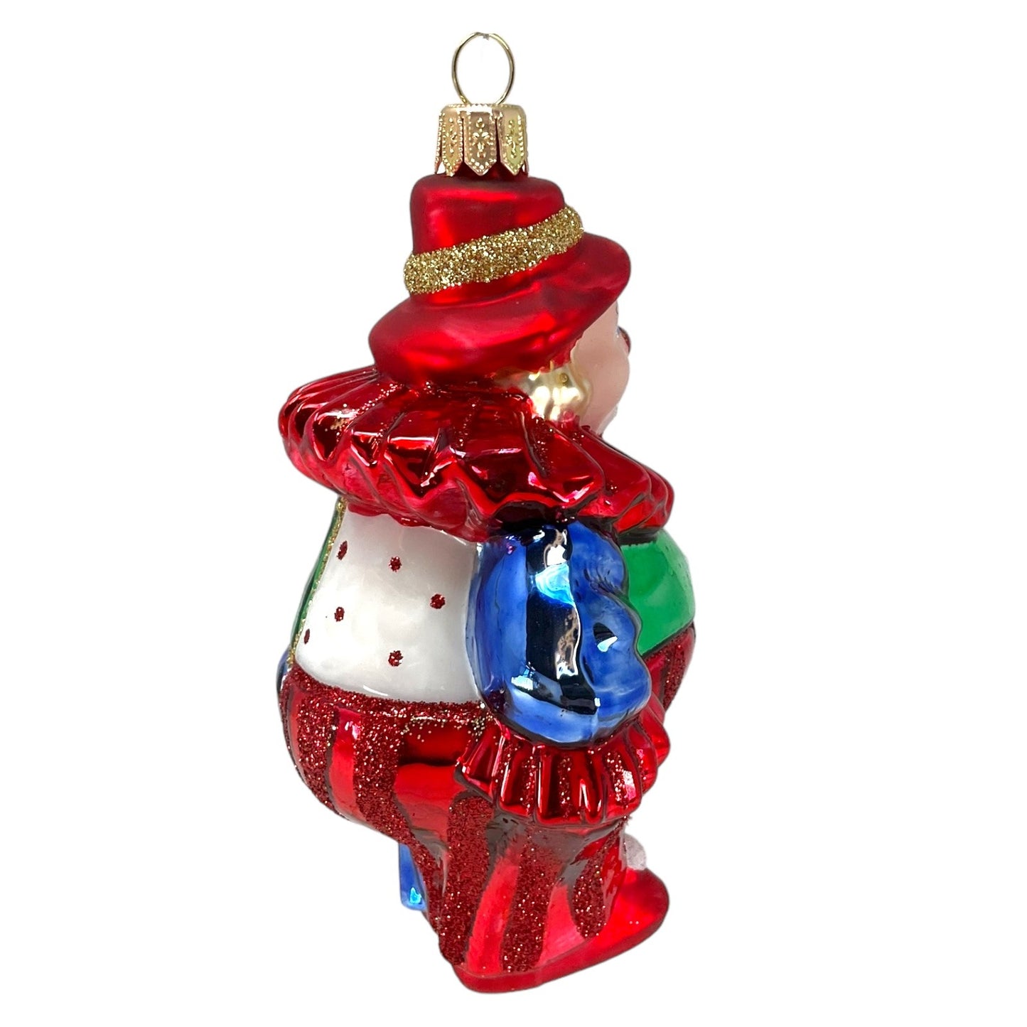 Pinnacle Peak Trading Colorful Happy Smiling Clown Polish Mouth Blown Glass Christmas Tree Ornament 4.75 inch