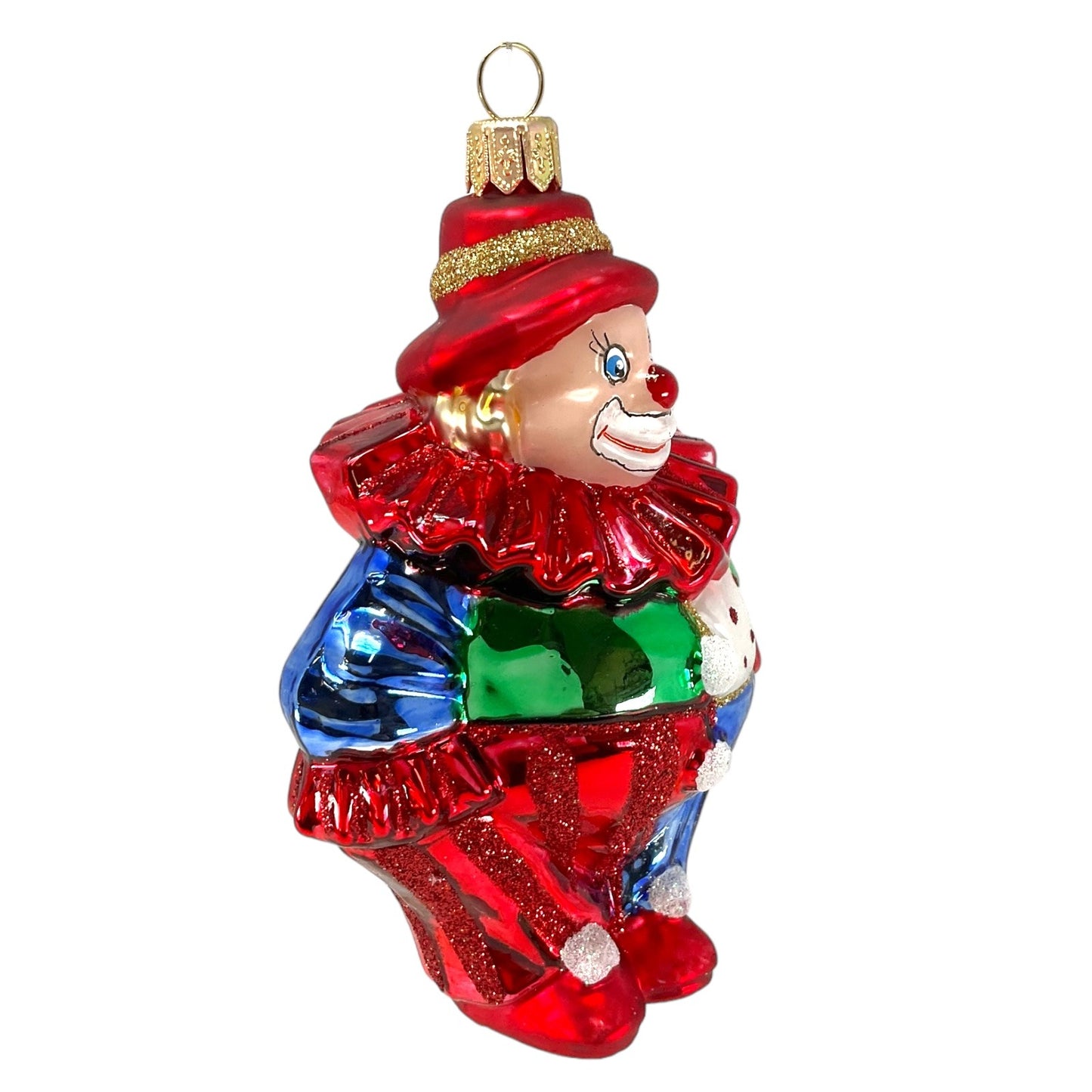 Pinnacle Peak Trading Colorful Happy Smiling Clown Polish Mouth Blown Glass Christmas Tree Ornament 4.75 inch