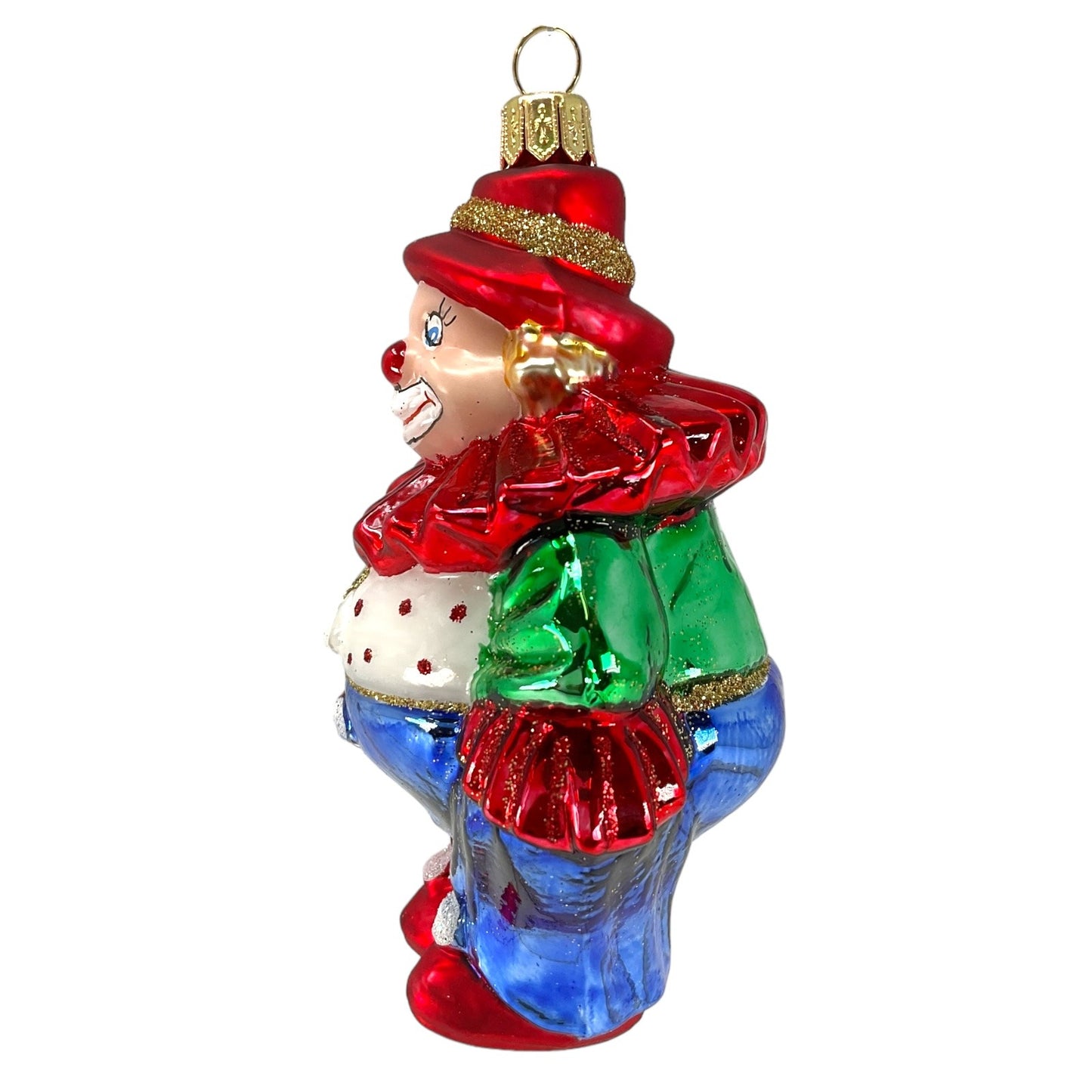 Pinnacle Peak Trading Colorful Happy Smiling Clown Polish Mouth Blown Glass Christmas Tree Ornament 4.75 inch