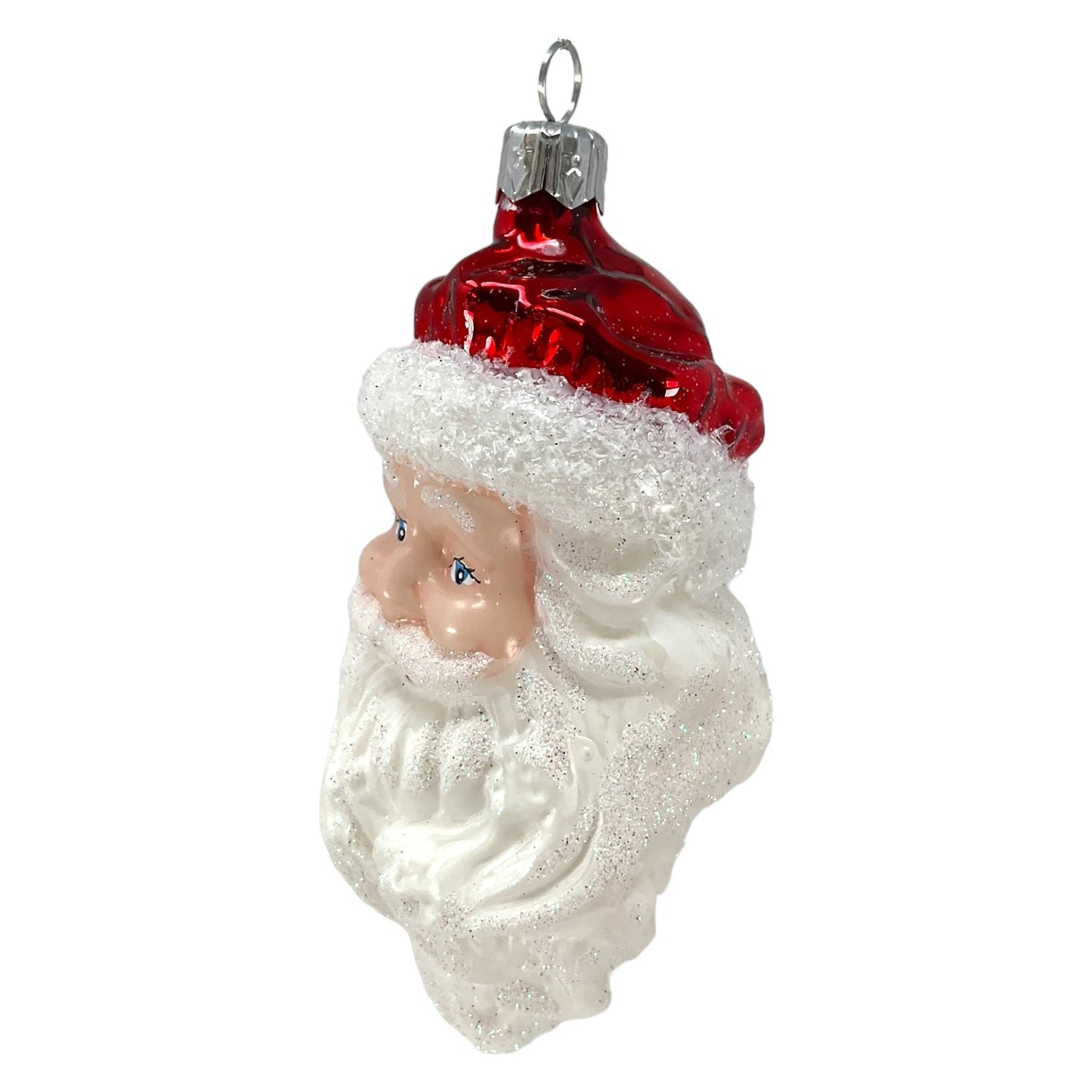 Pinnacle Peak Trading Classic Smiling Santa Claus Face Polish Glass Christmas Tree Ornament 5.5 inch
