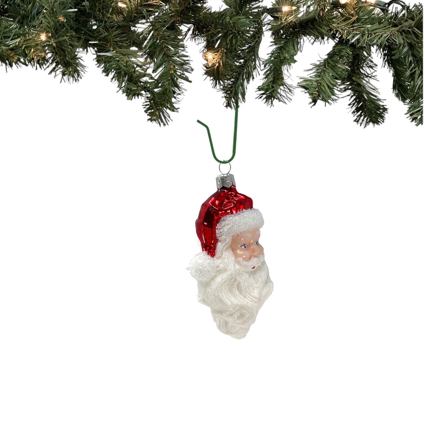 Pinnacle Peak Trading Classic Smiling Santa Claus Face Polish Glass Christmas Tree Ornament 5.5 inch