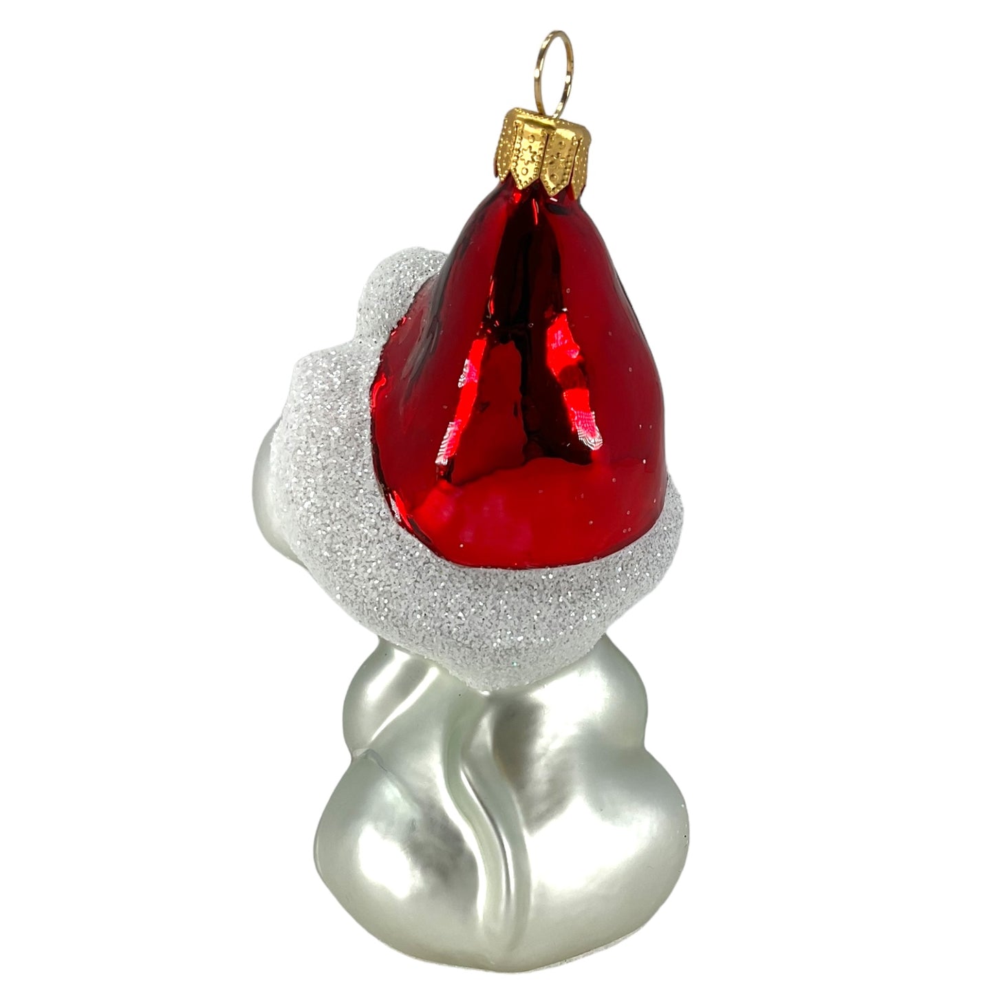 Pinnacle Peak Trading Mouse Holding Bell Wearing Santa Hat Polish Glass Christmas Ornament 4 inch